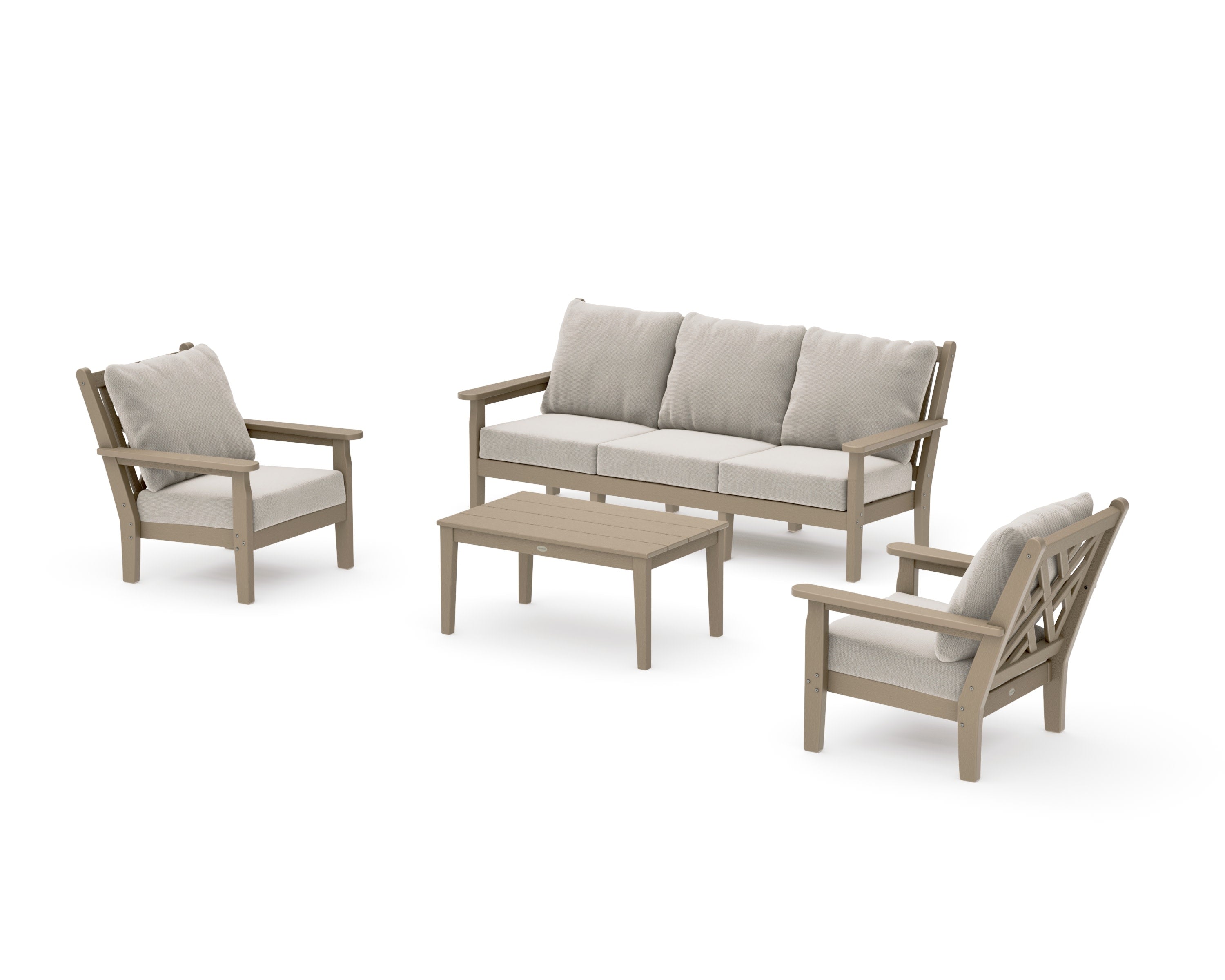 Chippendale 4-Piece Deep Seating Set with Sofa in Vintage Sahara / Dune Burlap