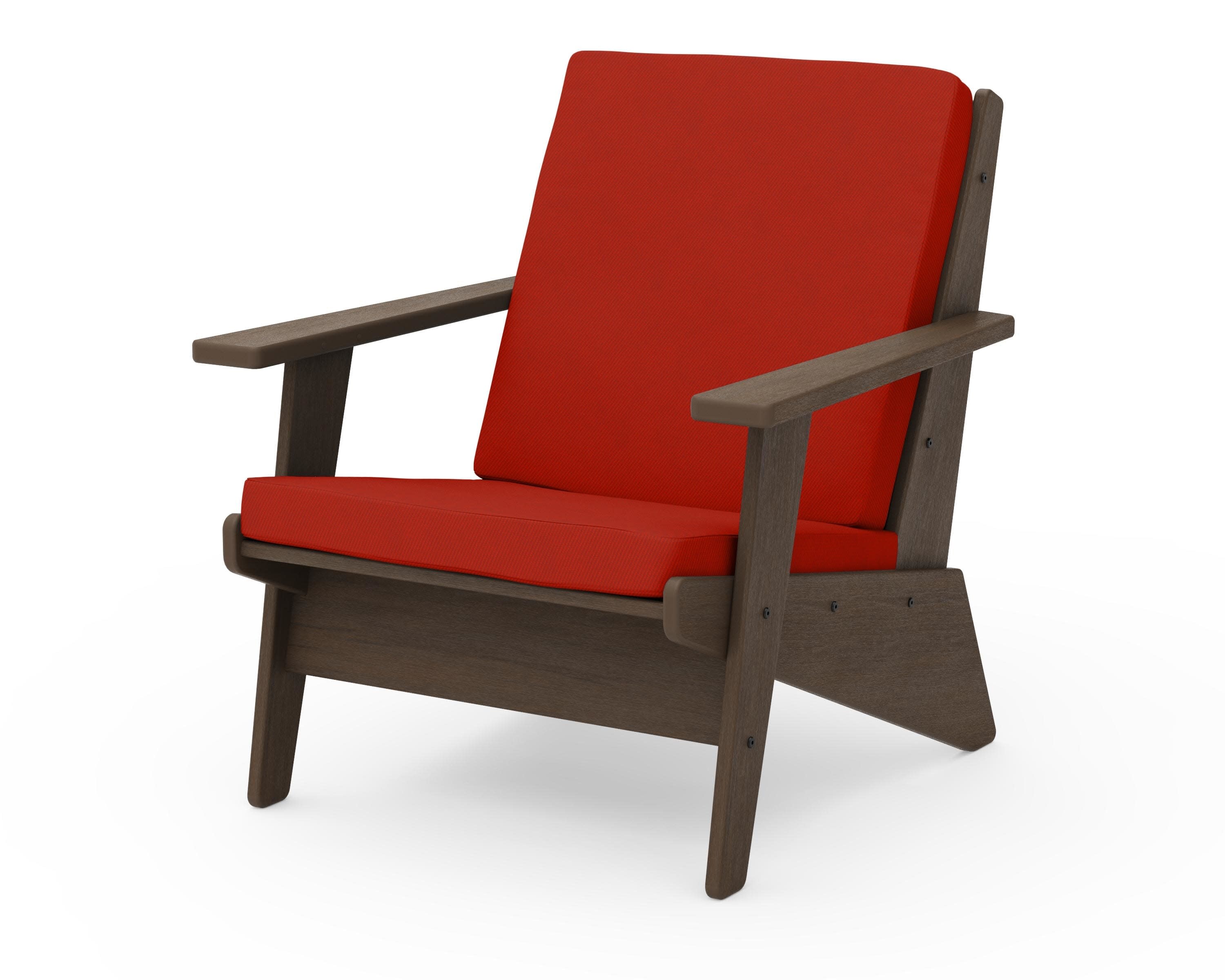 Riviera Modern Lounge Chair in Kona / Canvas Jockey Red