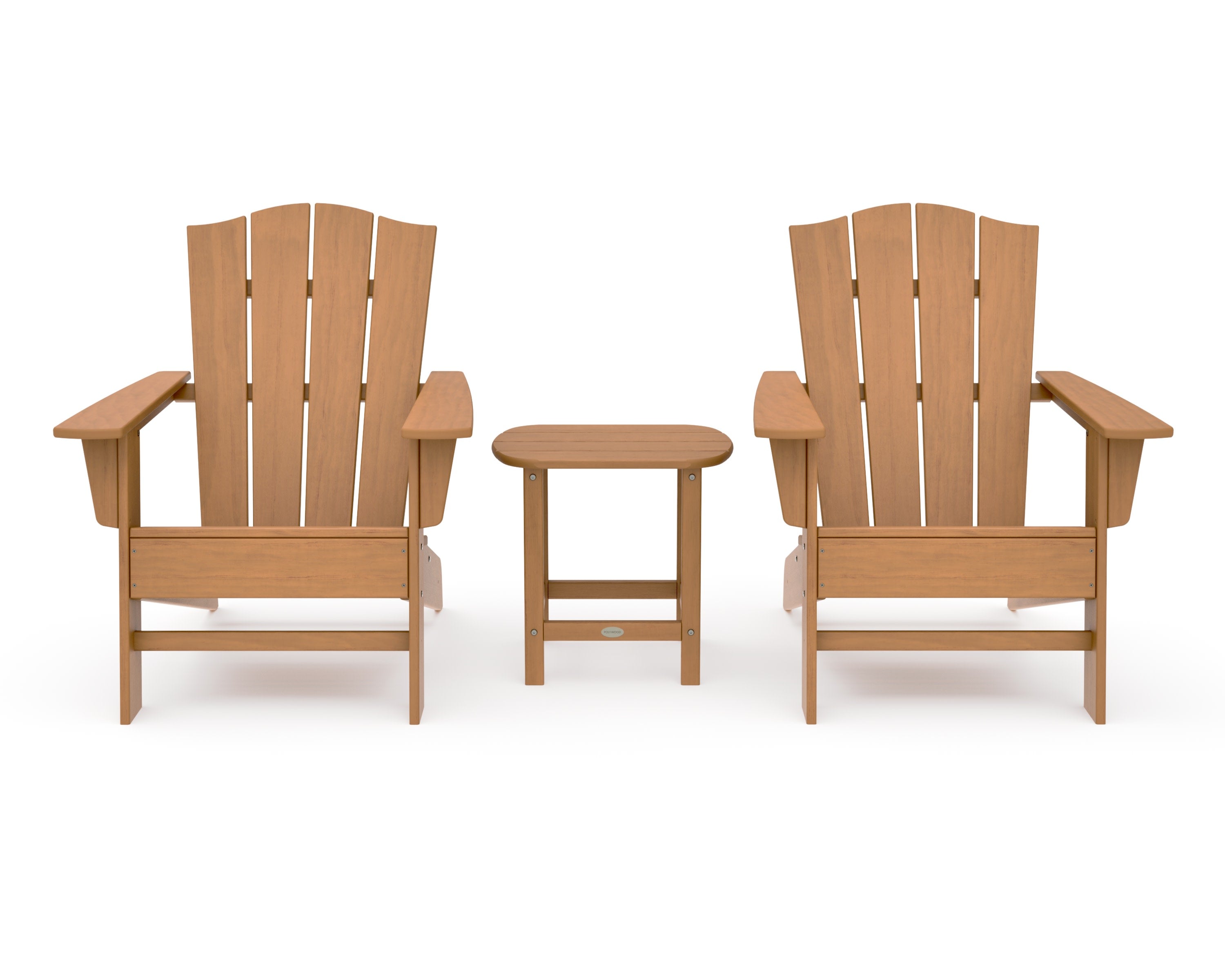 Wave 3-Piece Adirondack Chair Set with The Crest Chairs in Natural
