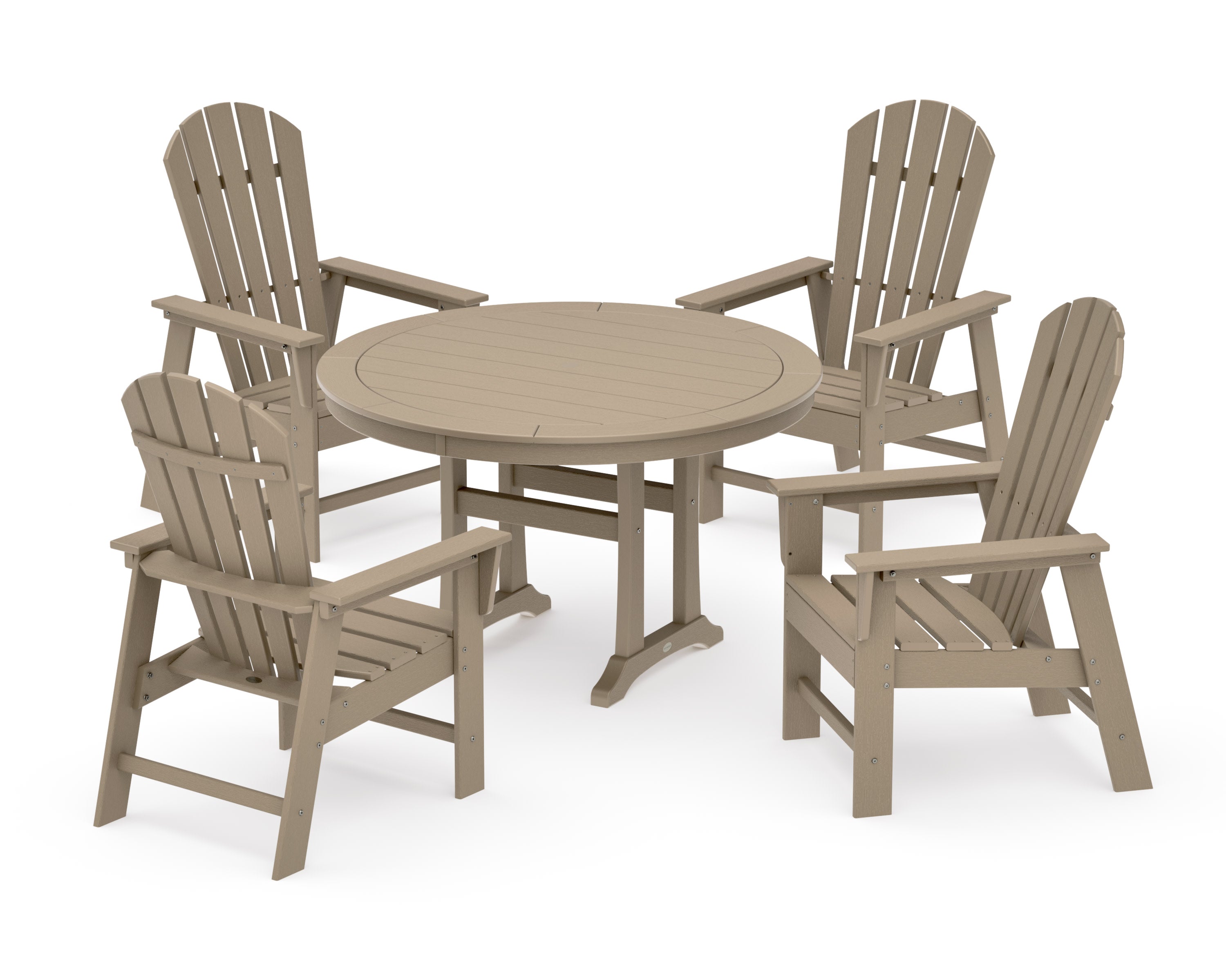 South Beach 5-Piece Round Dining Set with Trestle Legs in Vintage Sahara