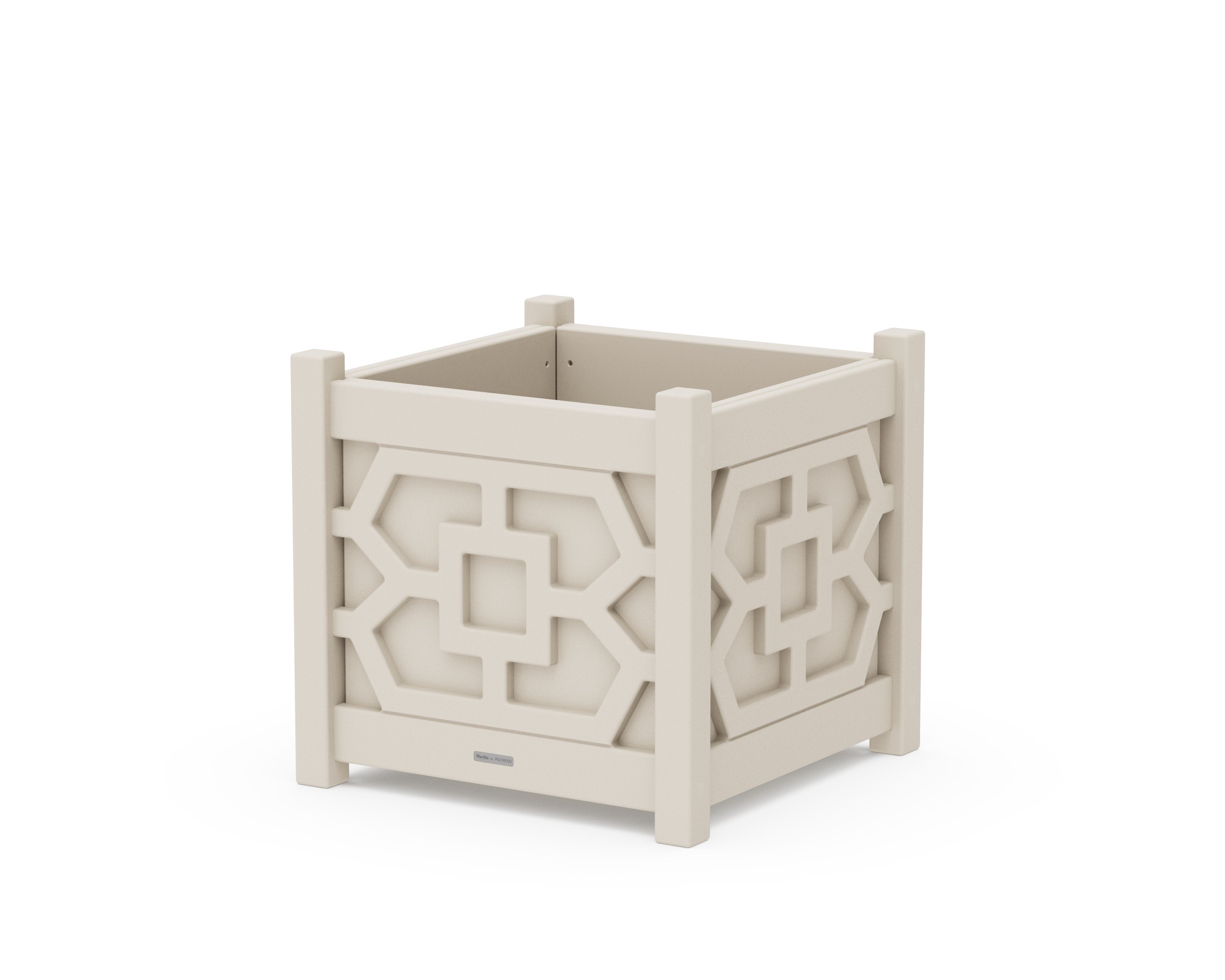 Chinoiserie Large Square Planter Box in Sand