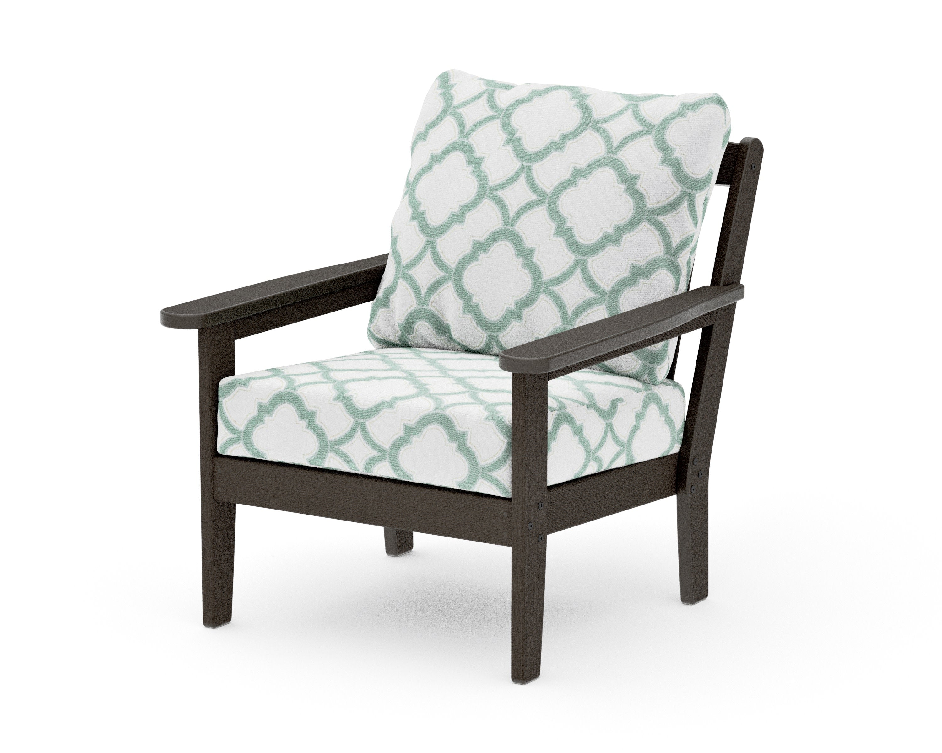Cottage Deep Seating Chair in Vintage Coffee / Buffalo Plaid Marine Indigo
