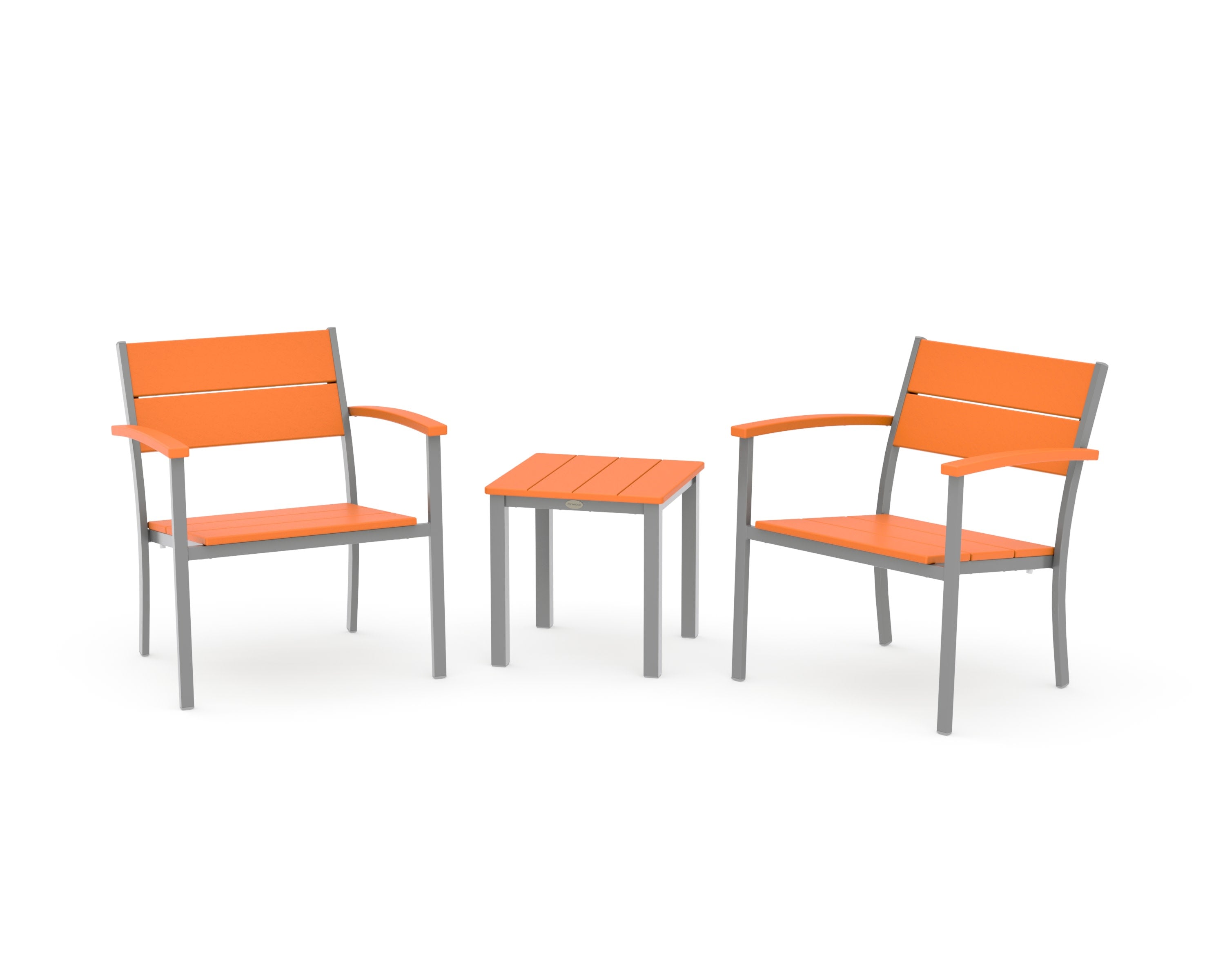 Main Street 3-Piece Lounge Chair Set in Silver / Tangerine