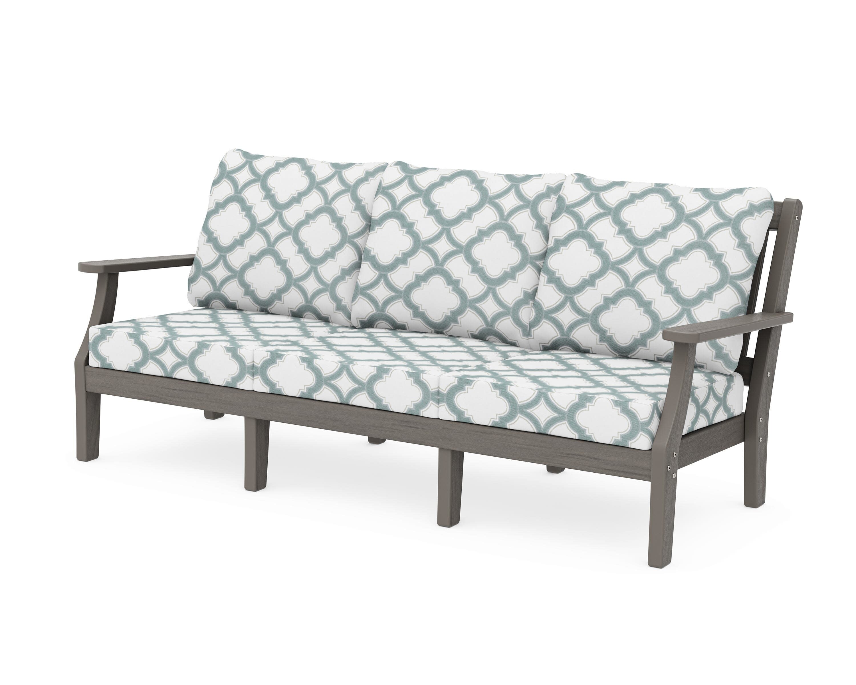 Chinoiserie Deep Seating Sofa in Driftwood / Trellis Glacier Spa