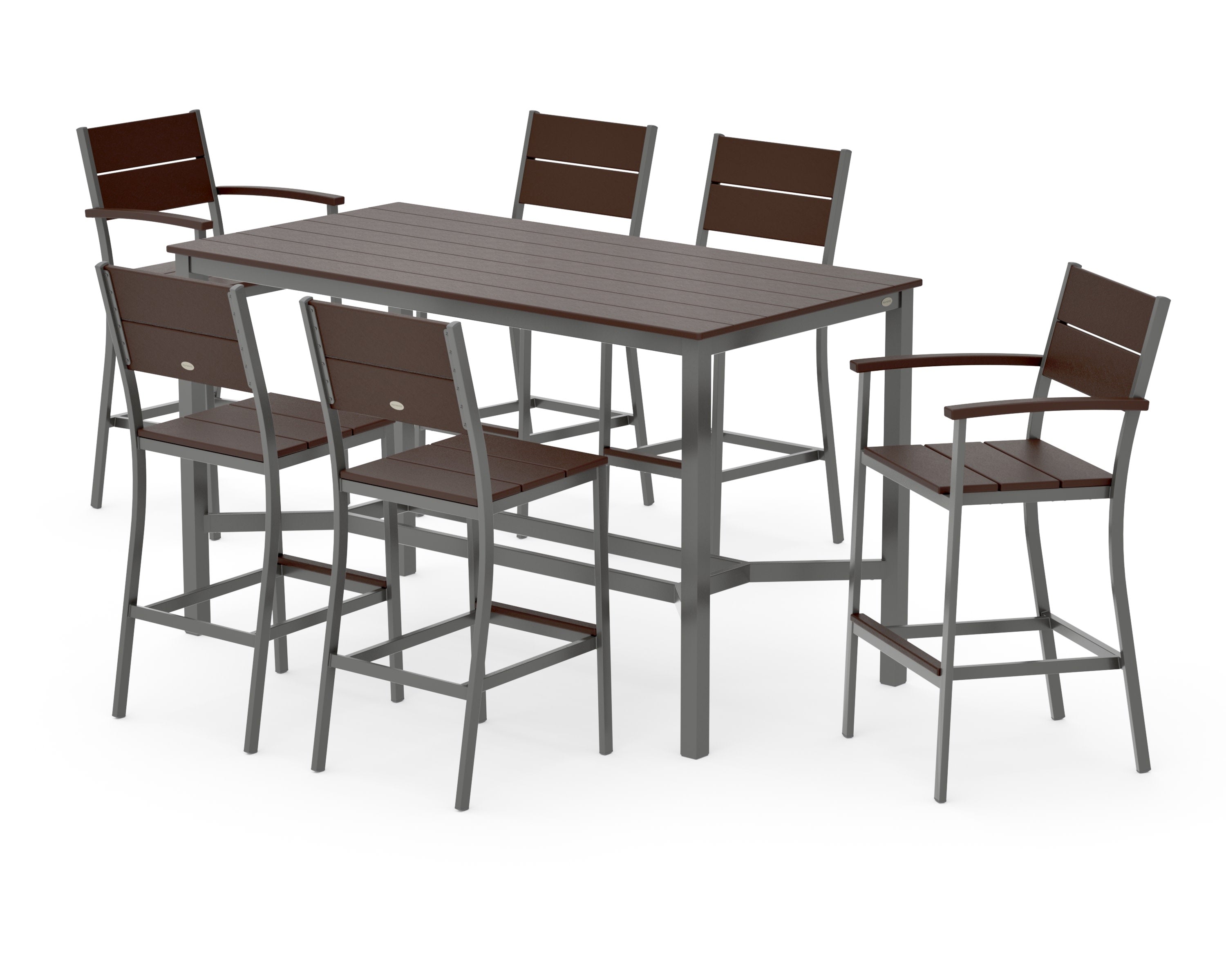 Main Street 7-Piece Bar Set in Charcoal / Mahogany