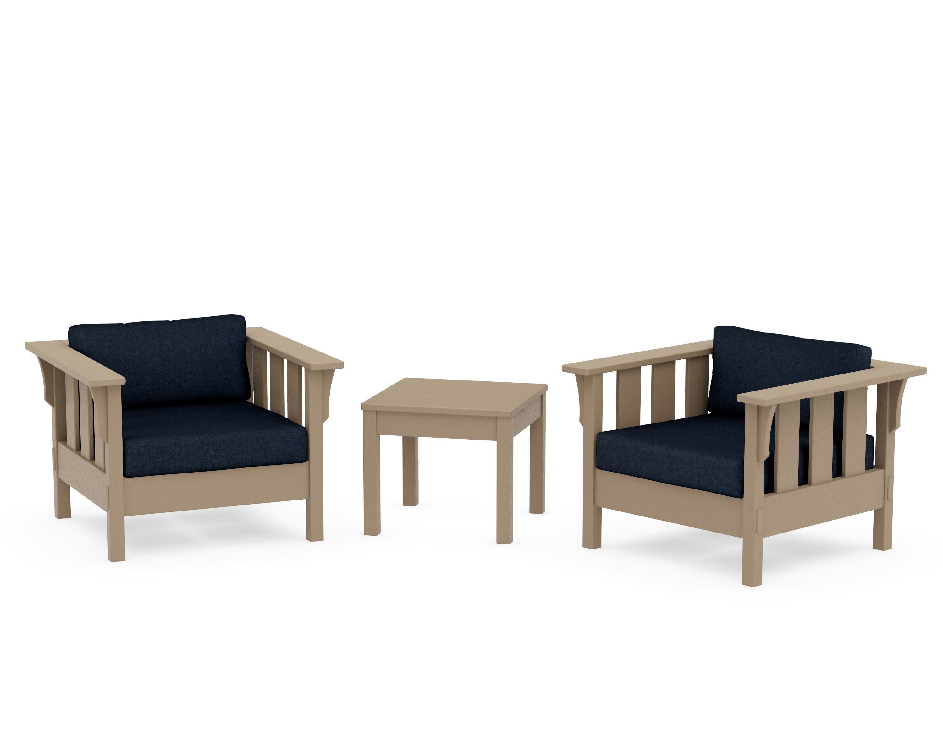 Acadia 3-Piece Deep Seating Set in Vintage Sahara / Marine Indigo