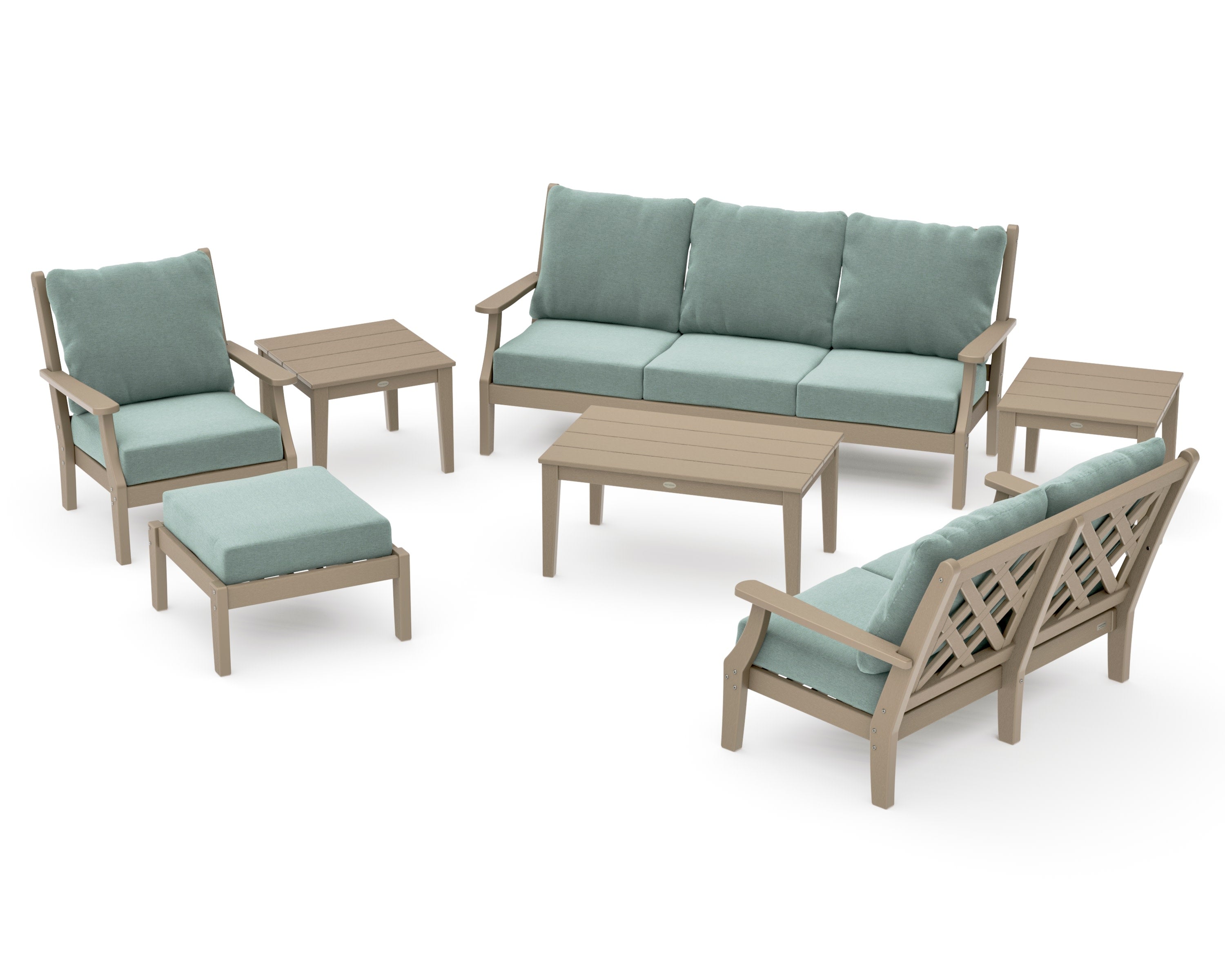 Wovendale 7-Piece Deep Seating Set in Vintage Sahara / Glacier Spa
