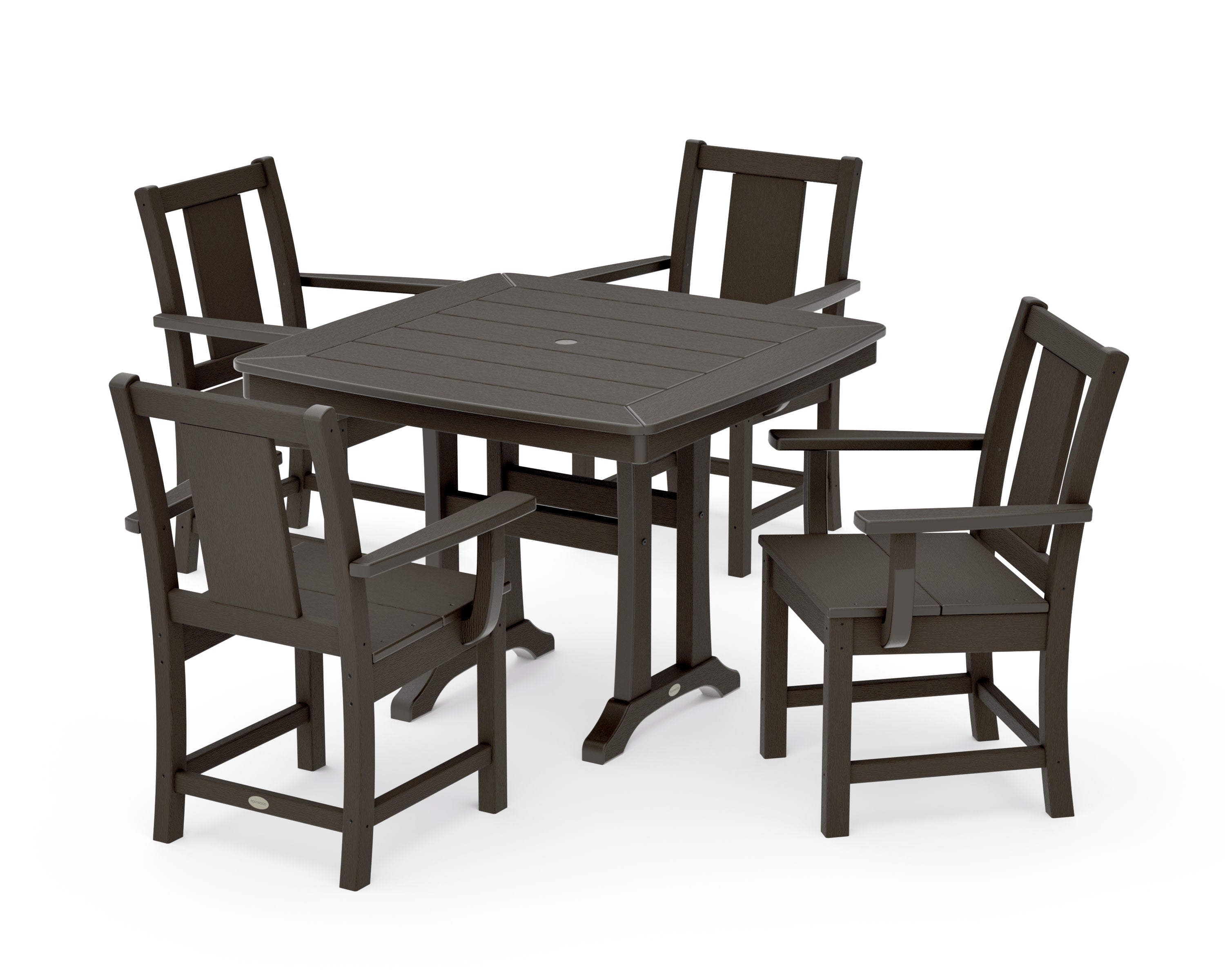 Prairie 5-Piece Dining Set with Trestle Legs in Vintage Coffee