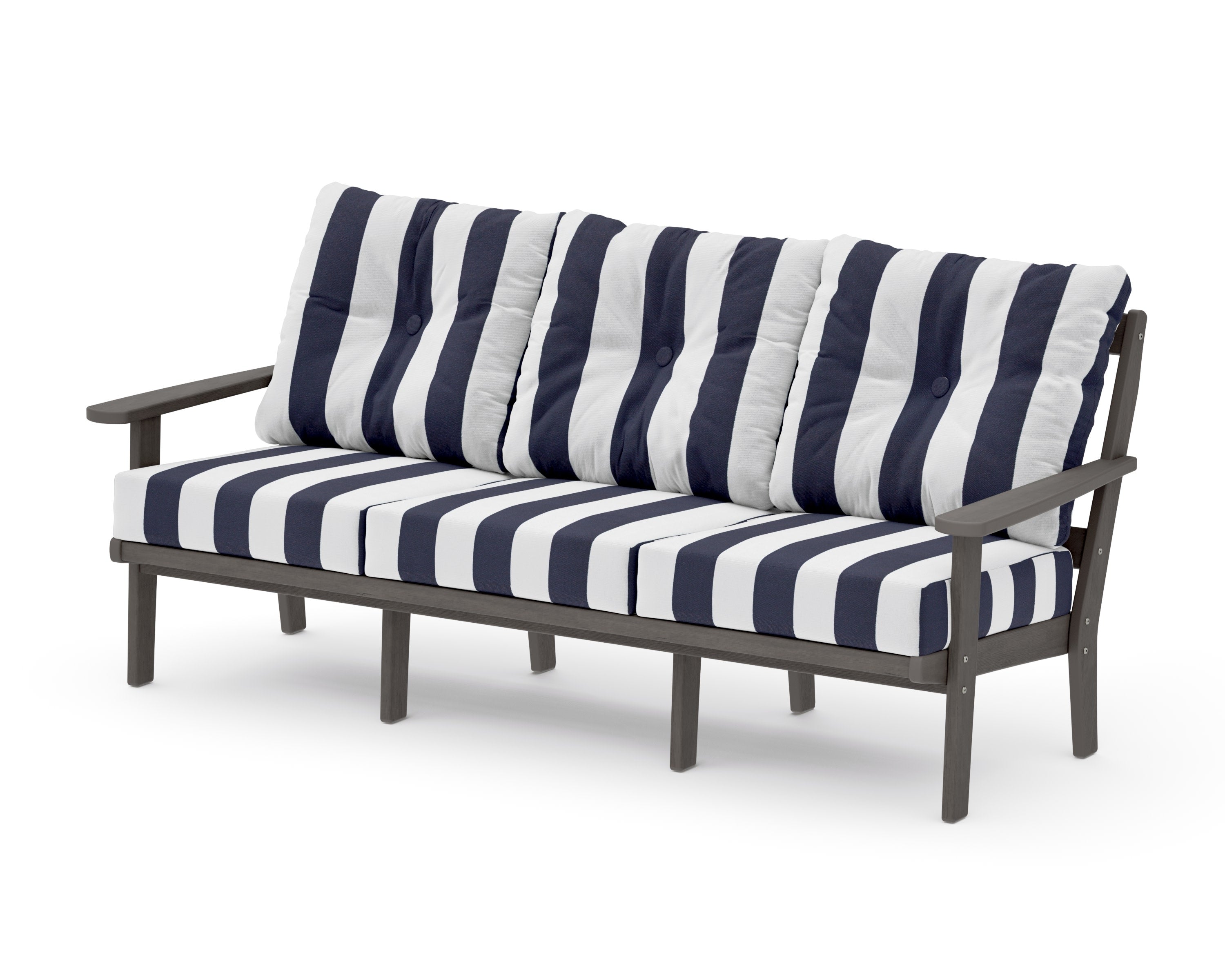 Mission Deep Seating Sofa in Driftwood / Cabana Stripe Navy