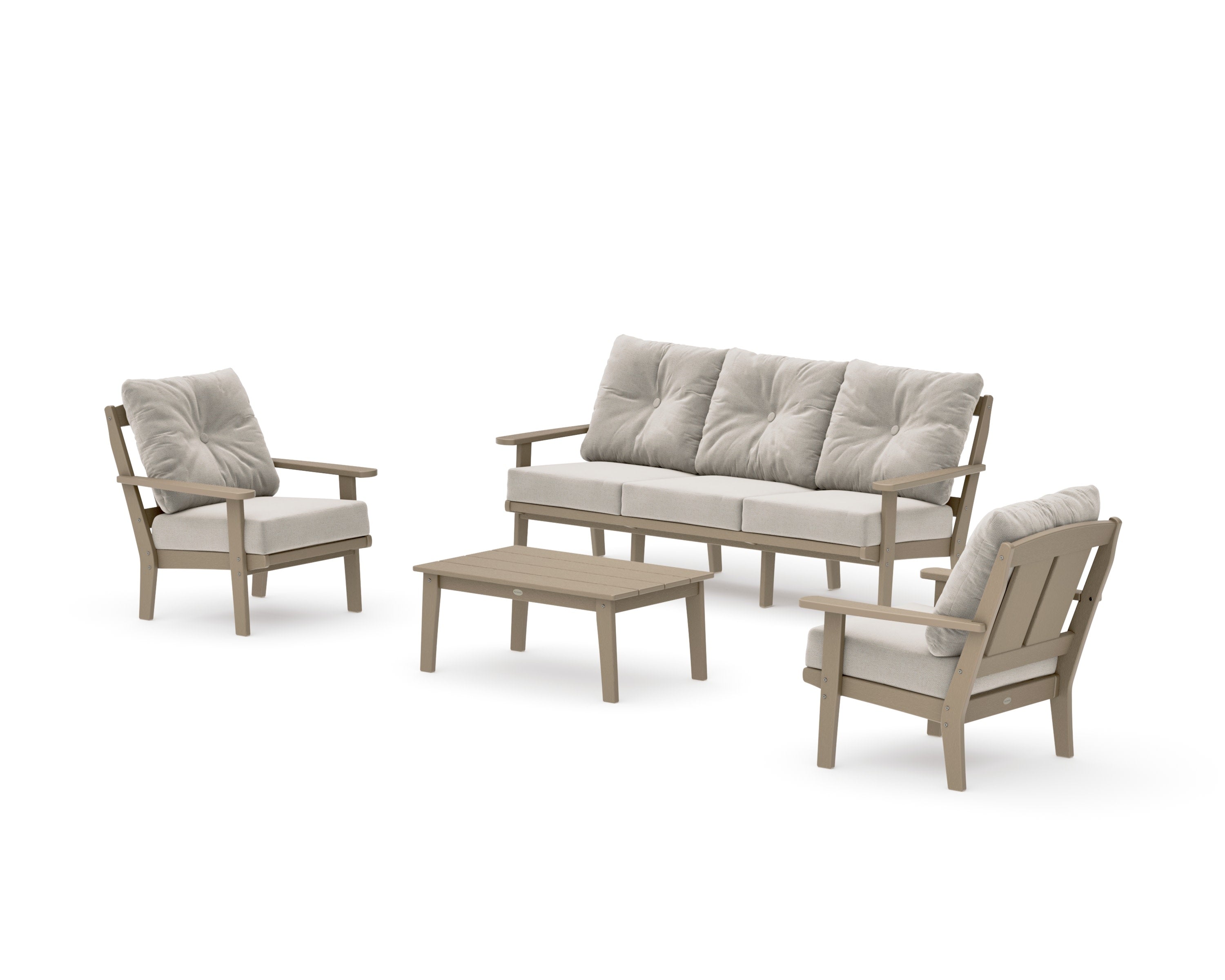 Mission 4-Piece Deep Seating Set with Sofa in Vintage Sahara / Dune Burlap