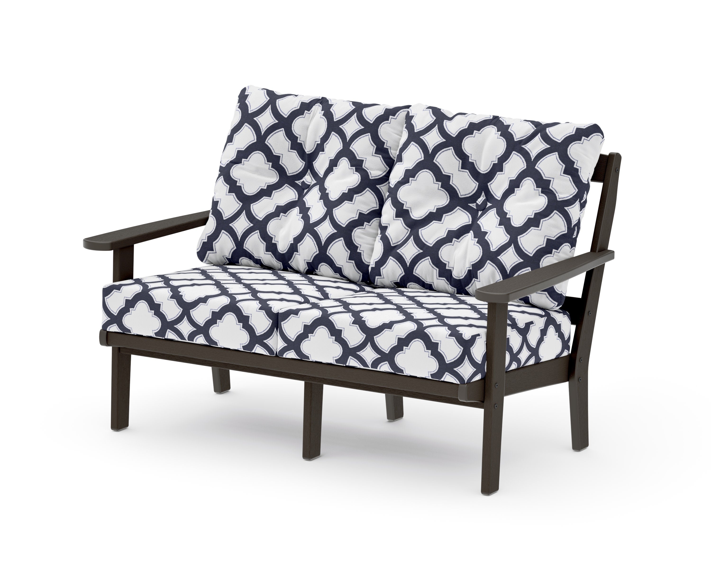 Mission Deep SeatingLoveseat in Vintage Coffee / Trellis Navy