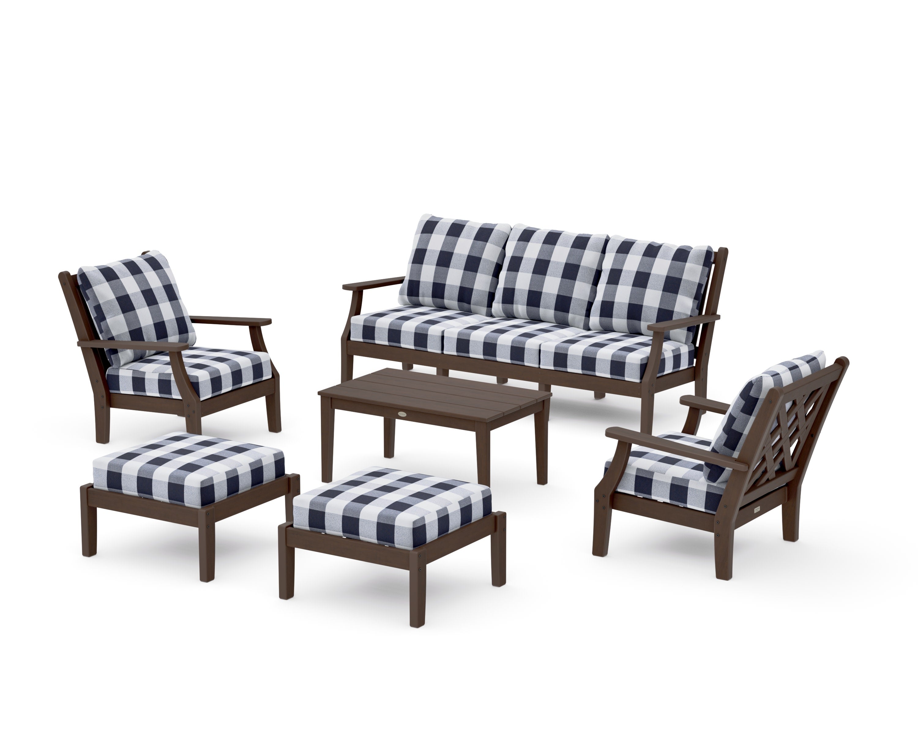 Wovendale 6-Piece Lounge Sofa Set in Kona / Buffalo Plaid Navy