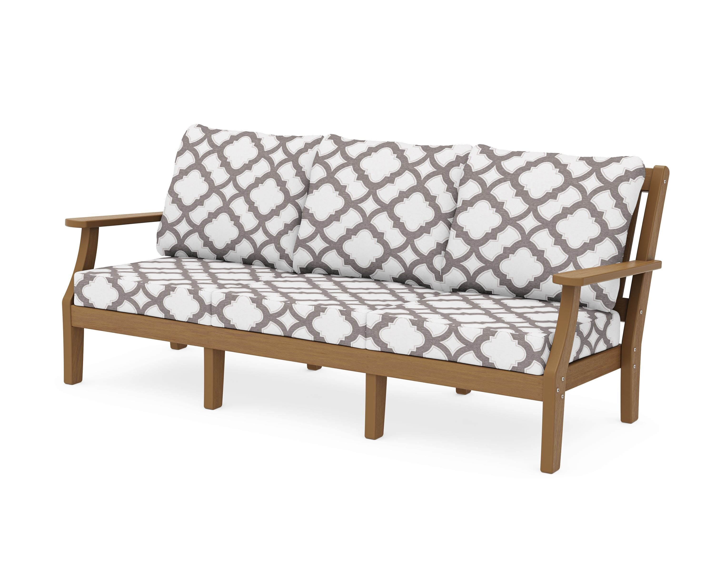 Chinoiserie Deep Seating Sofa in Natural / Trellis Grey Mist