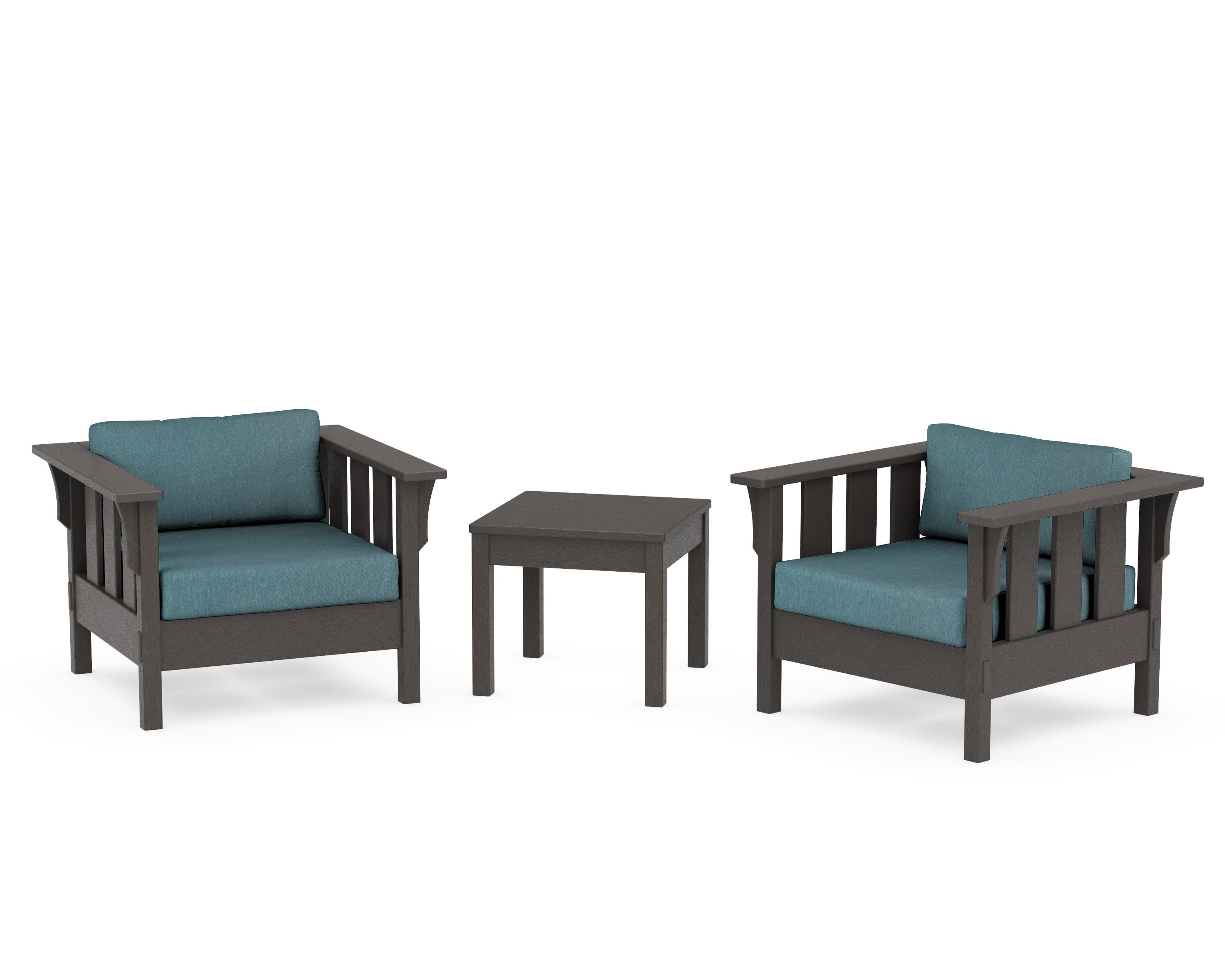 Acadia 3-Piece Deep Seating Set in Vintage Coffee / Ocean Teal