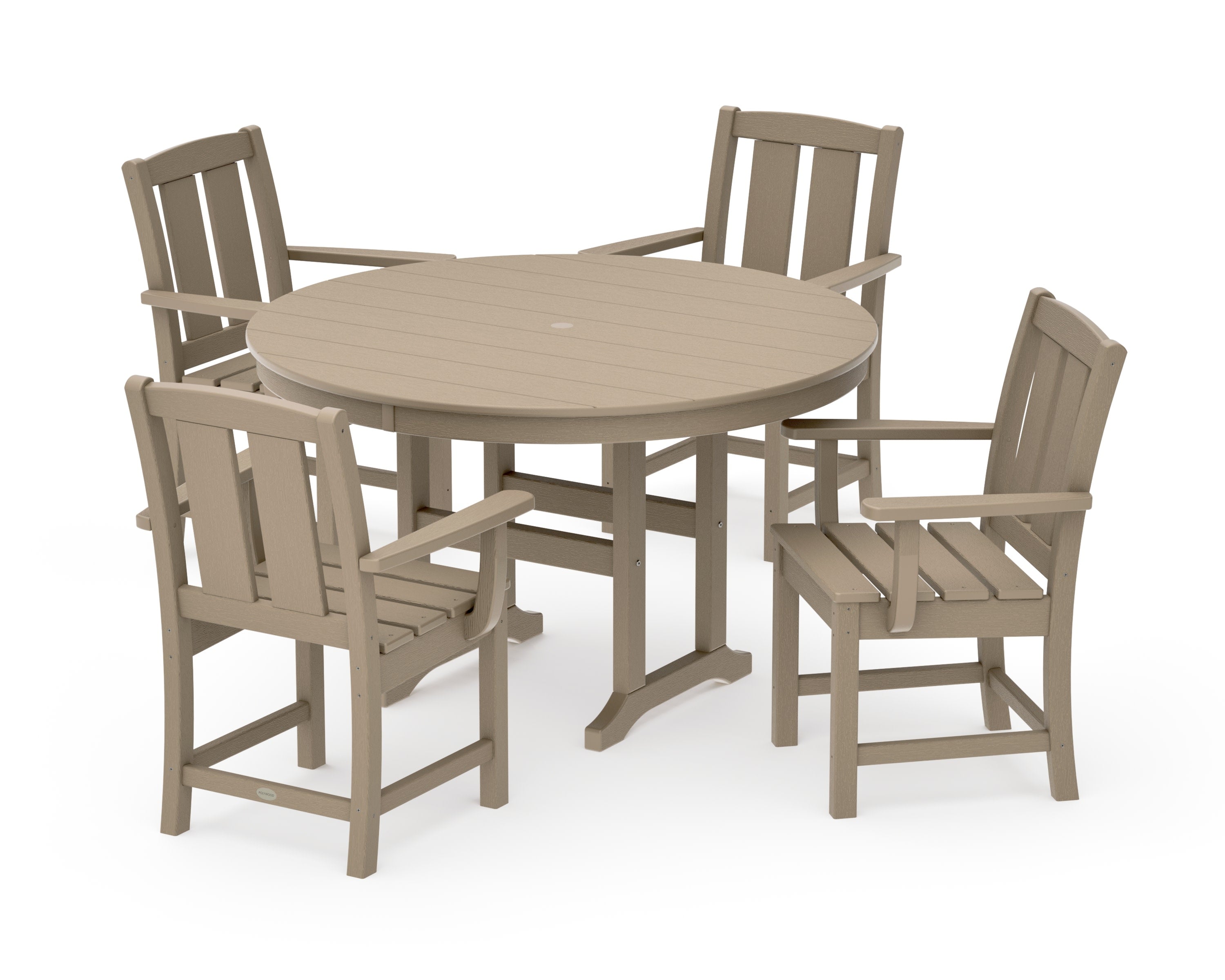 Mission 5-Piece Round Farmhouse Dining Set in Vintage Sahara