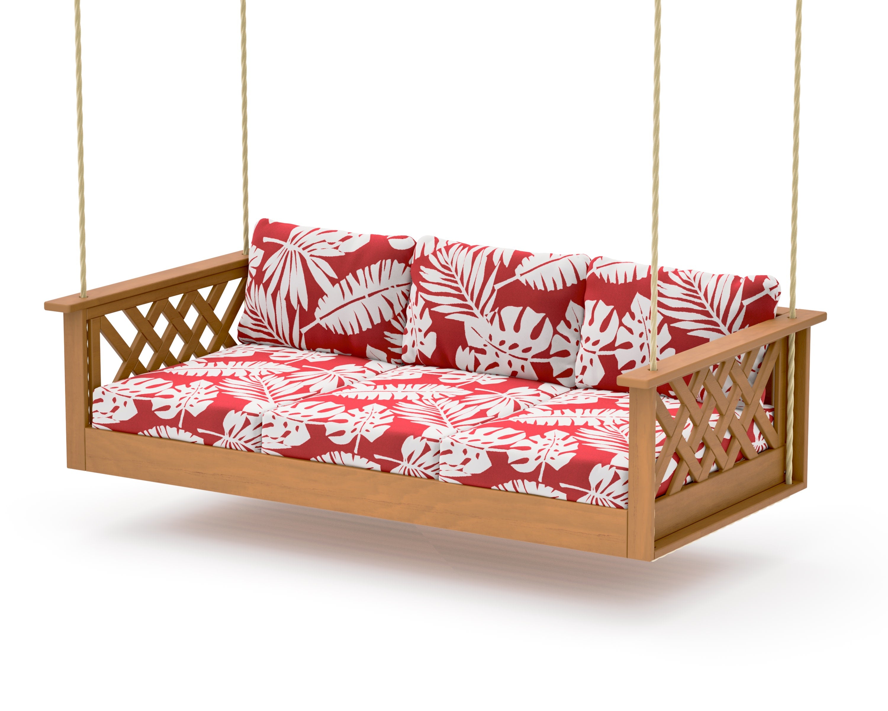 Wovendale Daybed Swing in Natural / Leaf Crimson