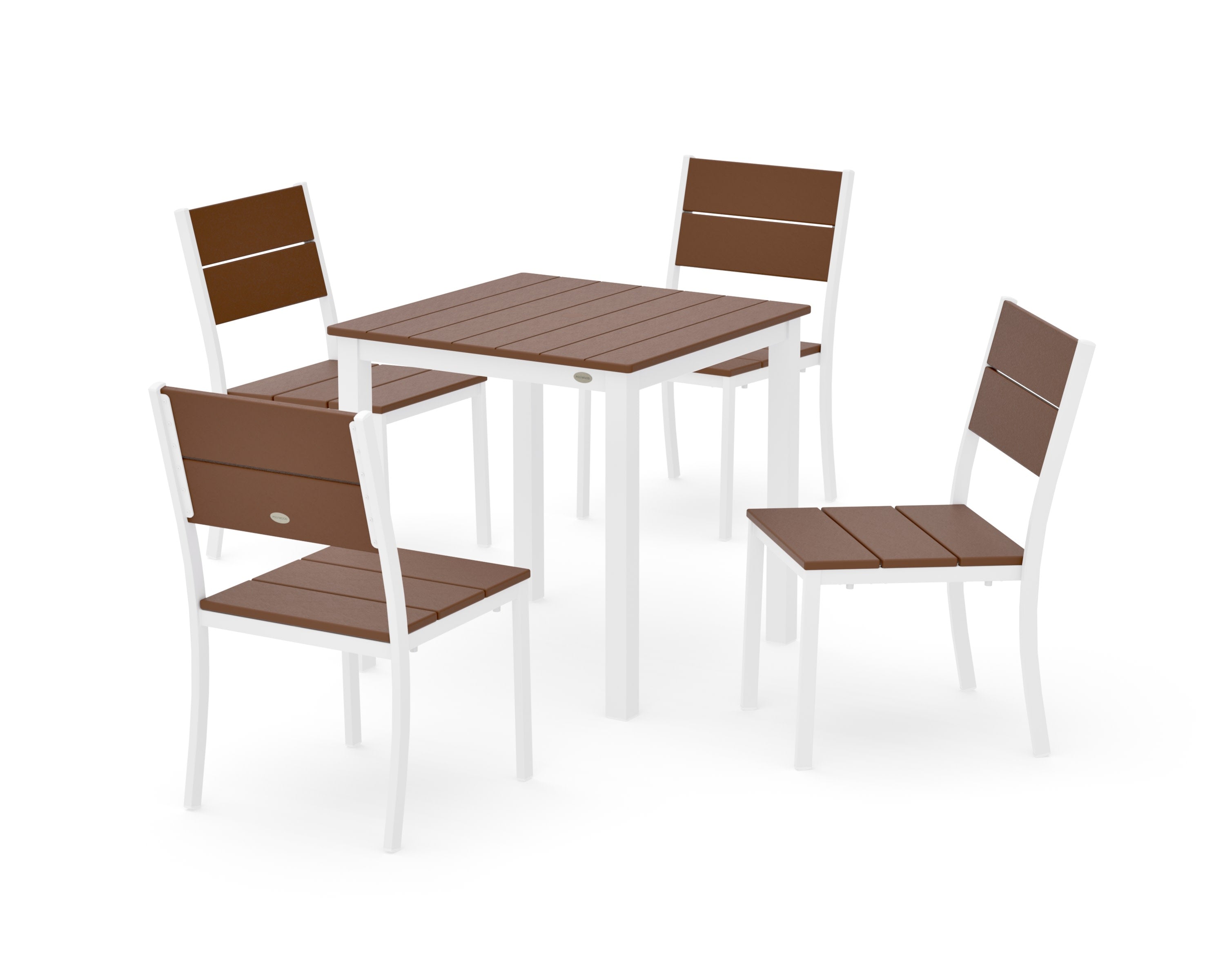 Main Street 5-Piece Square Dining Set- Small in White / Teak