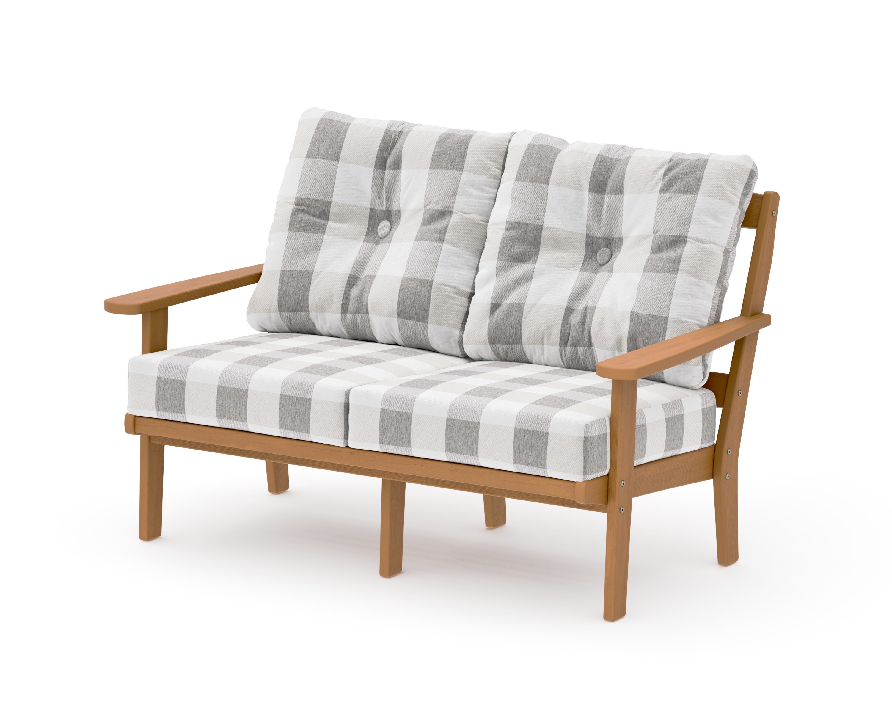 Mission Deep SeatingLoveseat in Natural / Buffalo Plaid Grey Mist