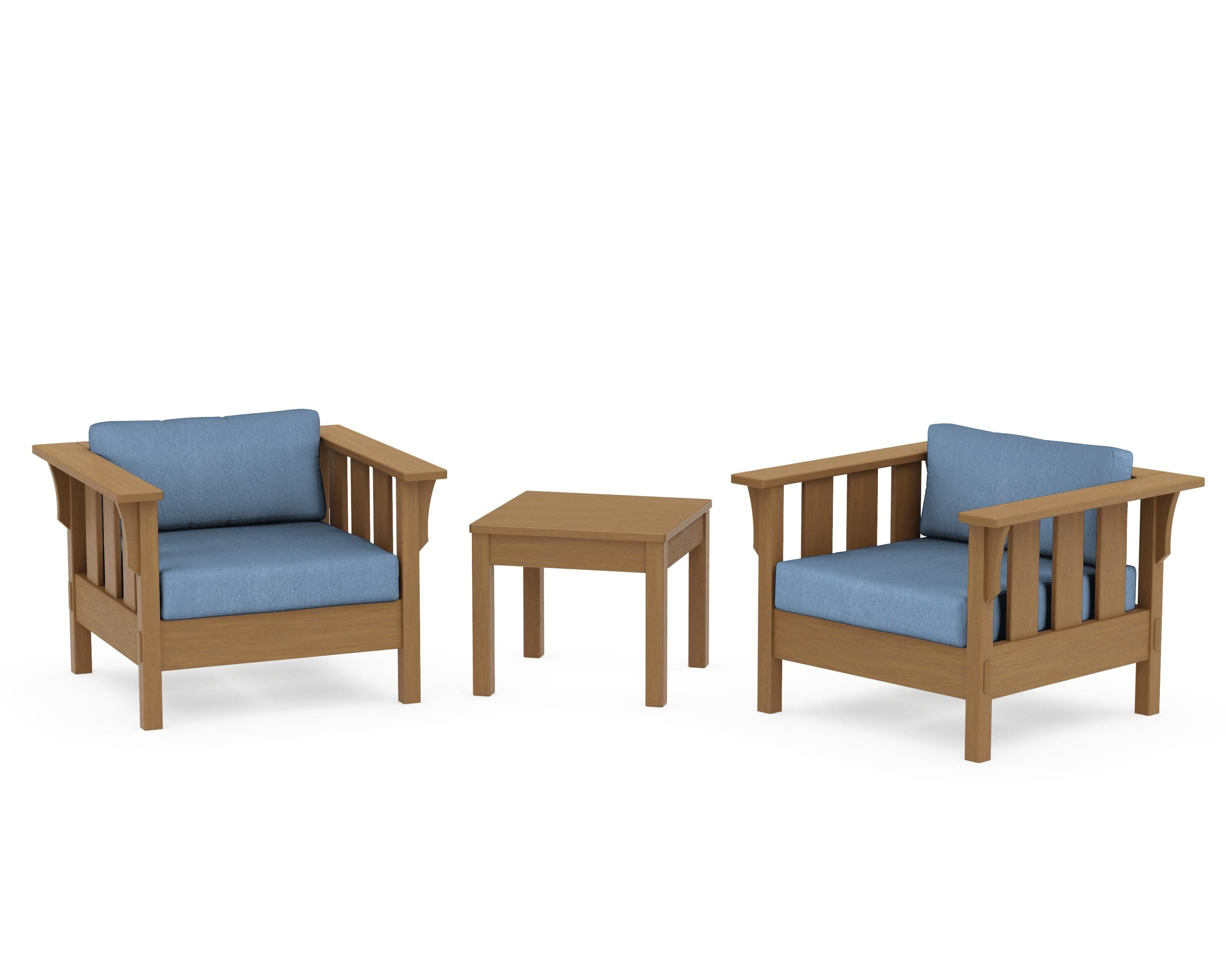 Acadia 3-Piece Deep Seating Set in Natural / Sky Blue