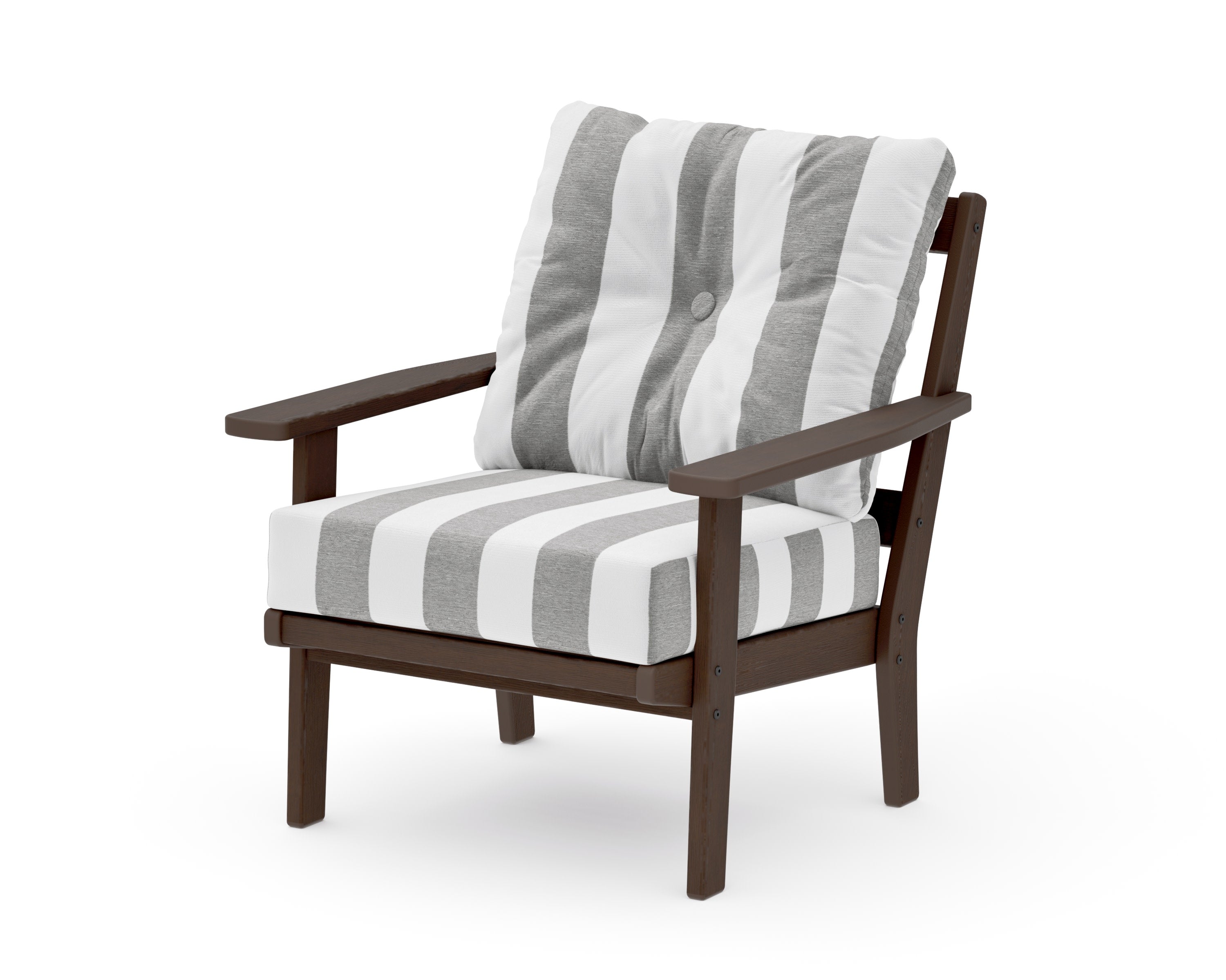 Prairie Deep Seating Chair in Kona / Cabana Stripe Grey Mist