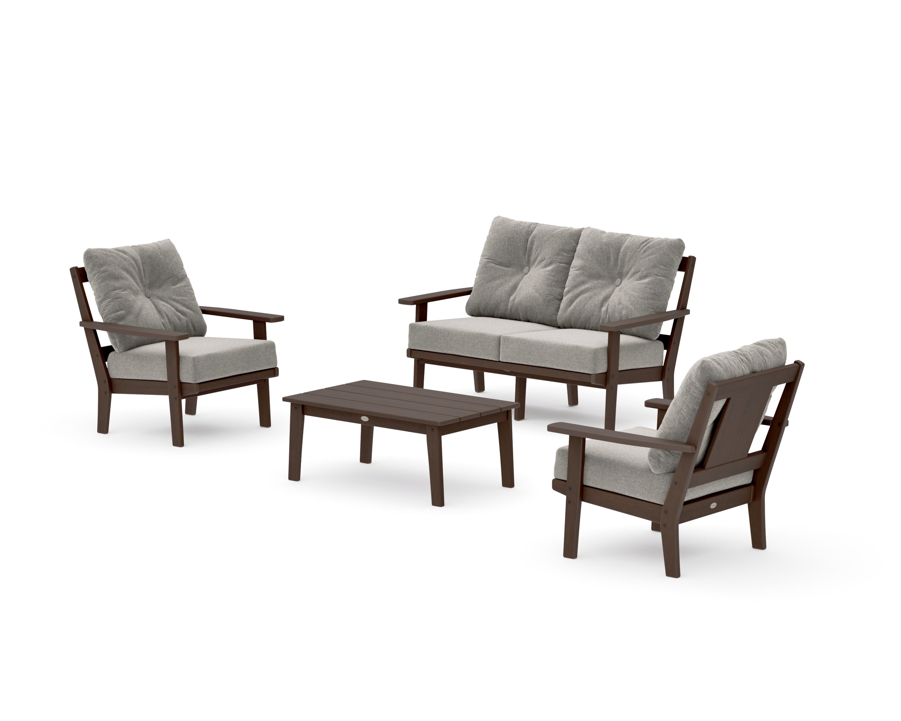 Prairie 4-Piece Deep Seating Set with Loveseat in Kona / Weathered Tweed