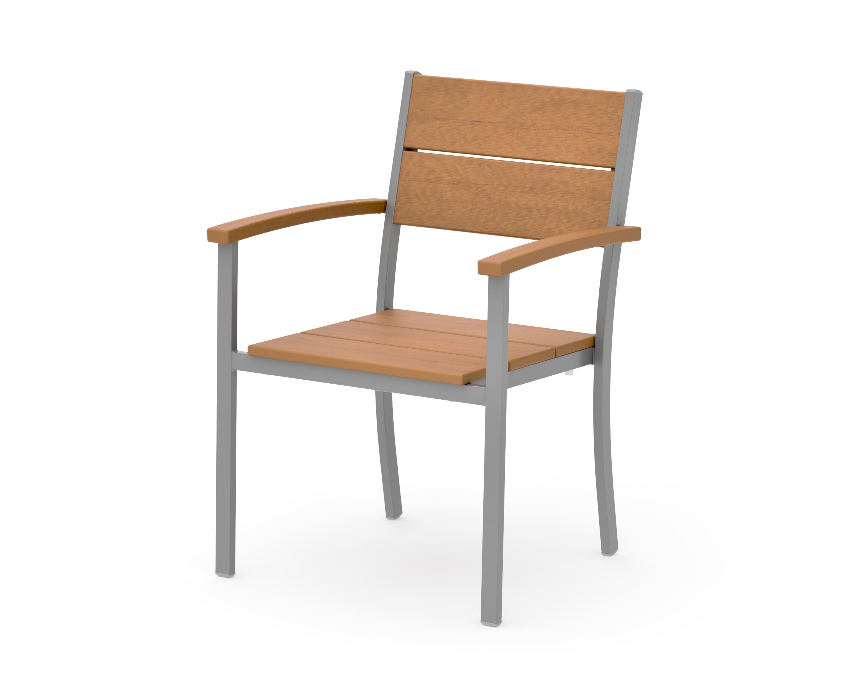 Main Street Stacking Dining Arm Chair in Silver / Natural