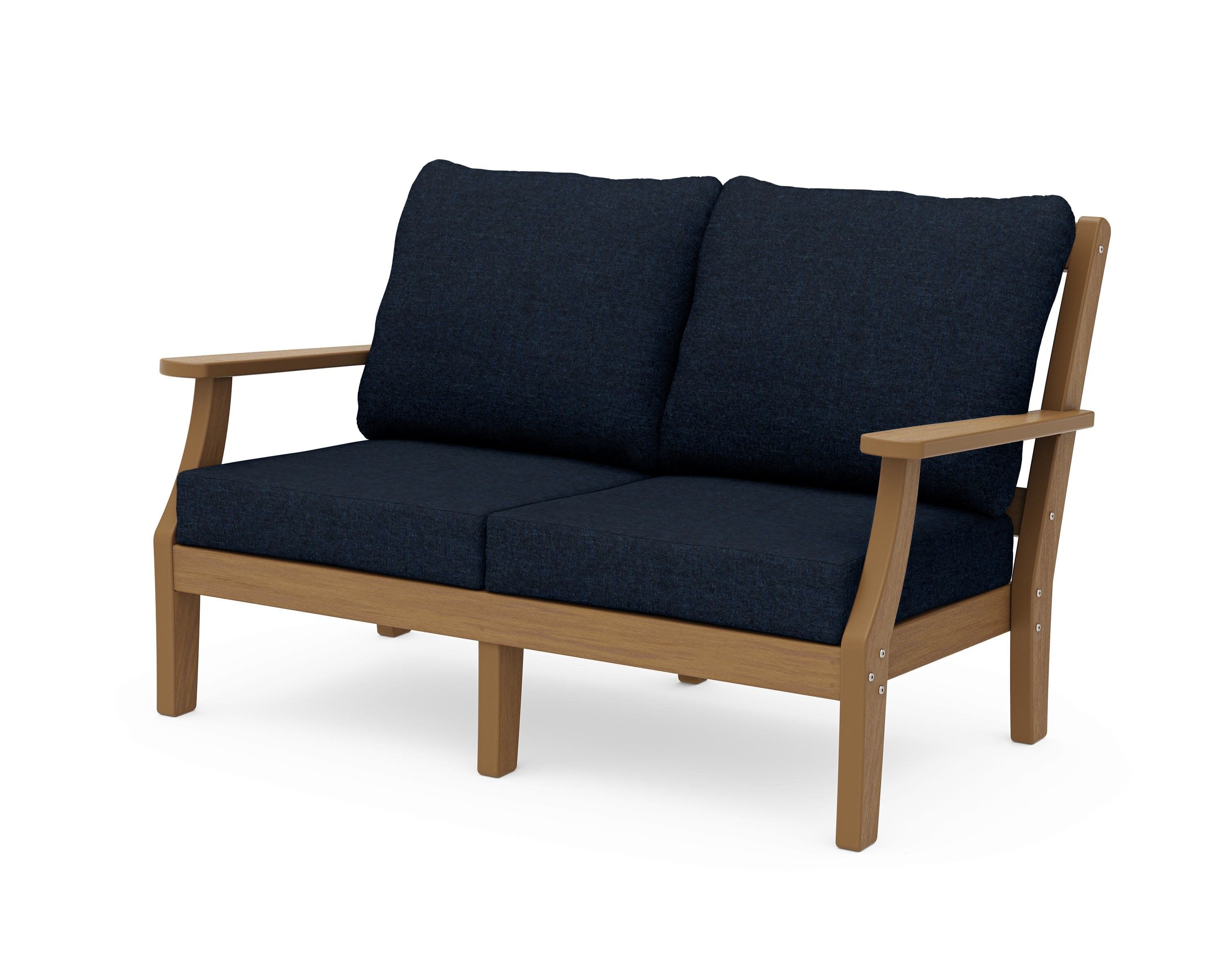 Chinoiserie Deep Seating Loveseat in Natural / Marine Indigo