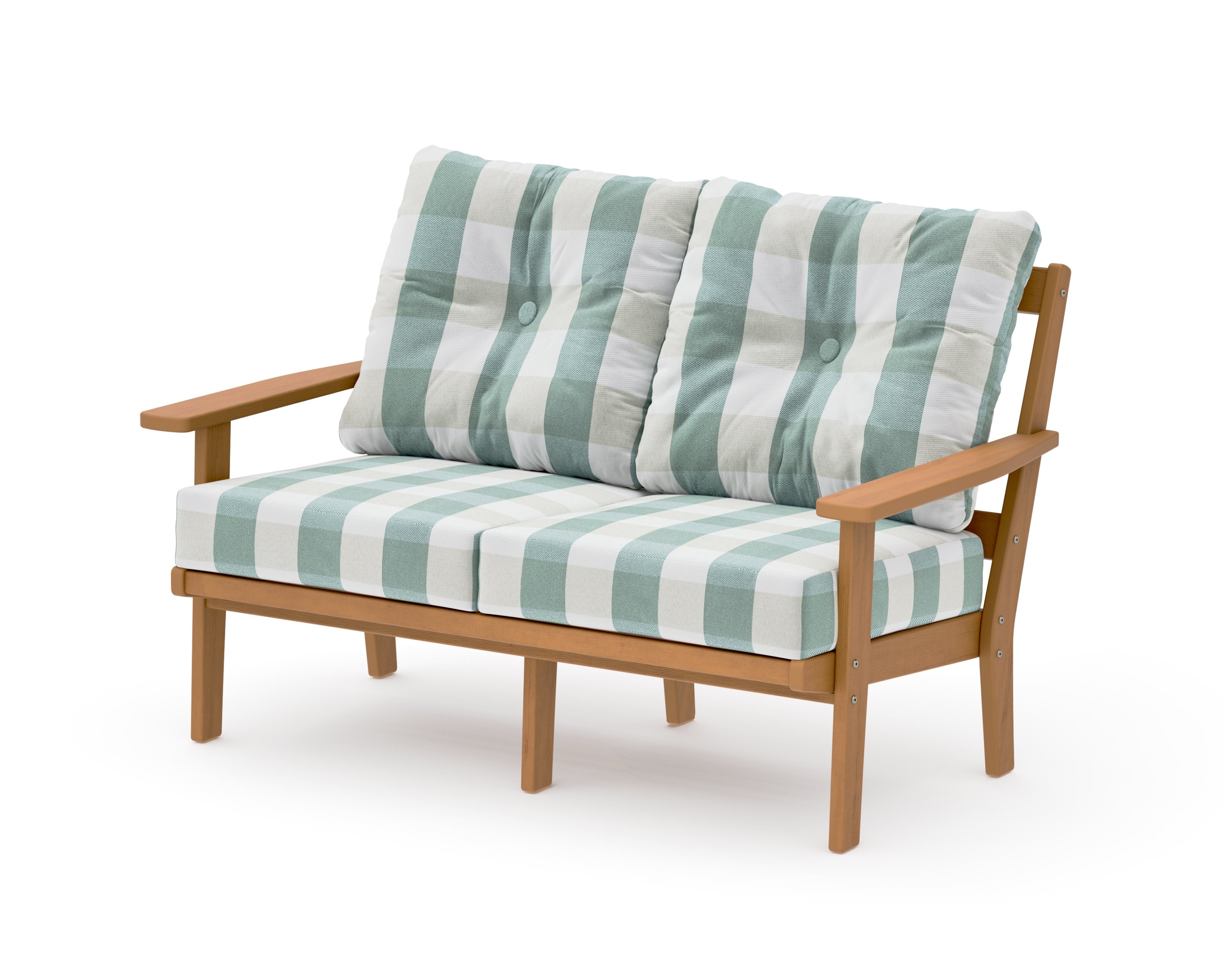 Prairie Deep SeatingLoveseat in Natural / Buffalo Plaid Glacier Spa