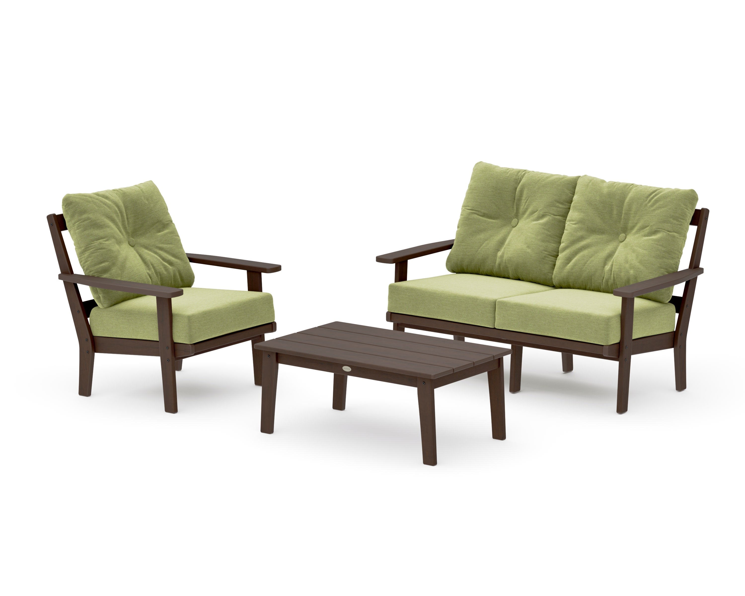 Prairie 3-Piece Deep Seating Set with Loveseat in Kona / Chartreuse Boucle