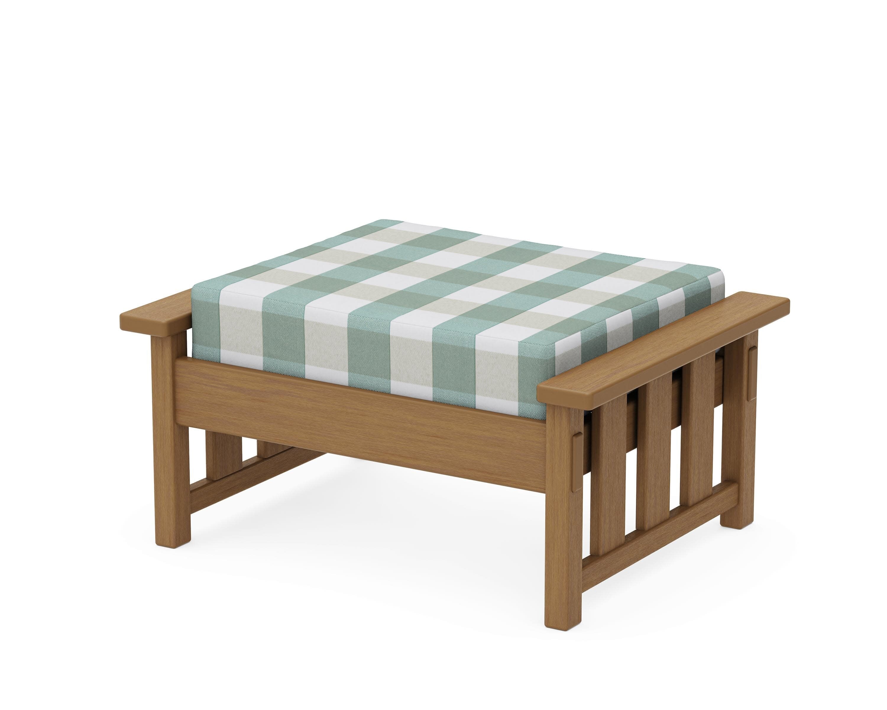 Acadia Deep Seating Ottoman in Natural / Buffalo Plaid Glacier Spa