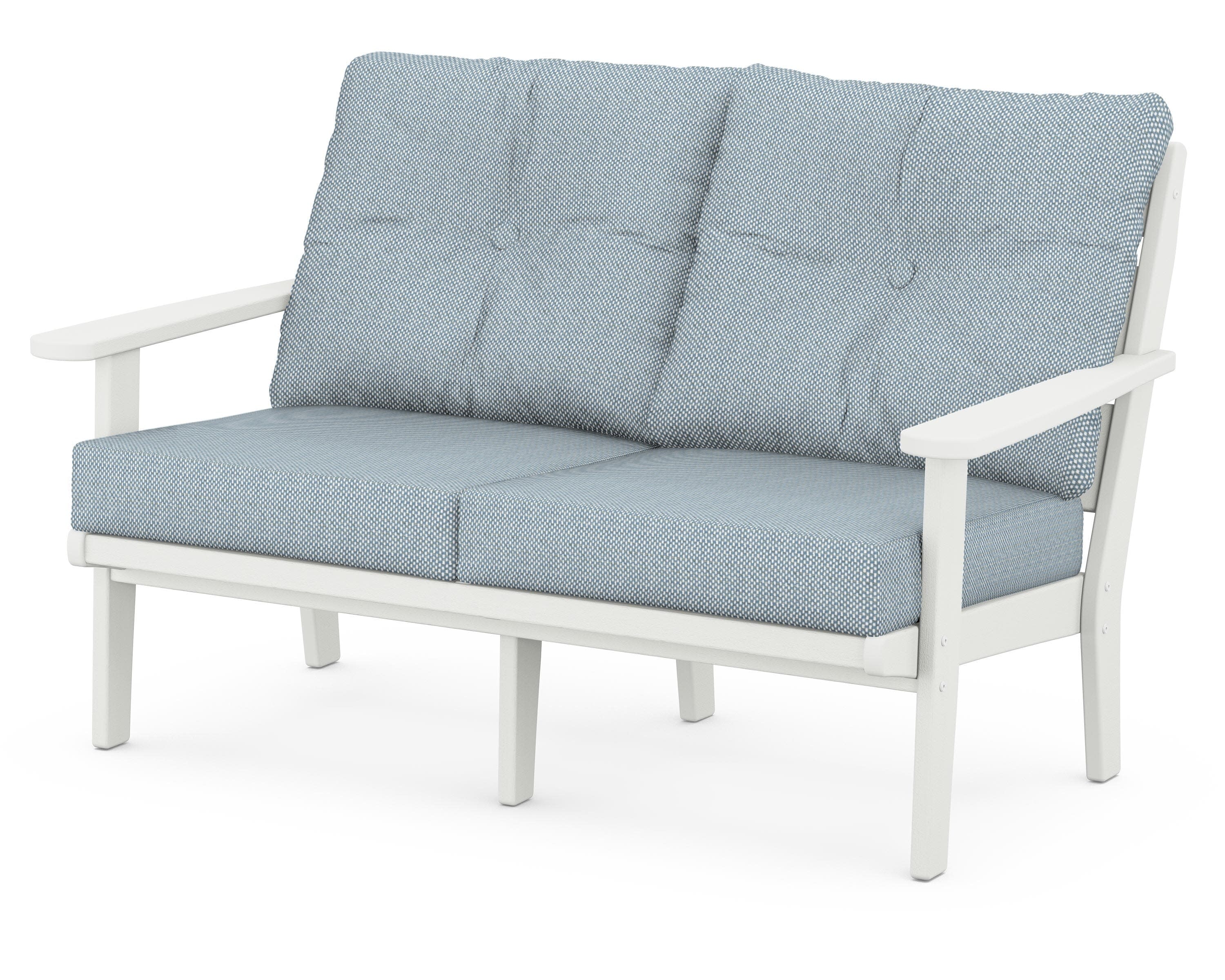 Lakeside Deep Seating Loveseat in Vintage White / Exhale Sky