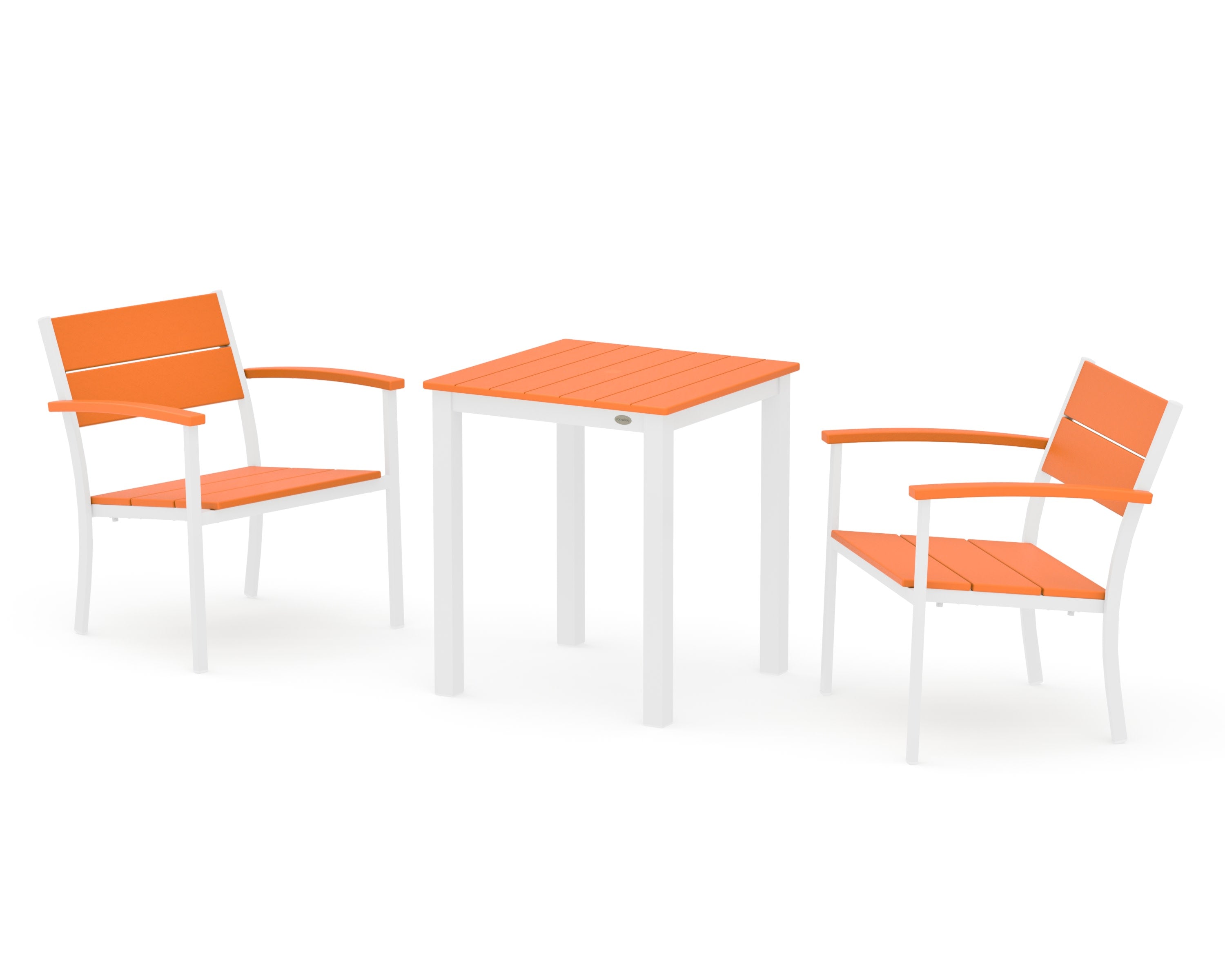 Main Street 3-Piece Square Dining Set in White / Tangerine