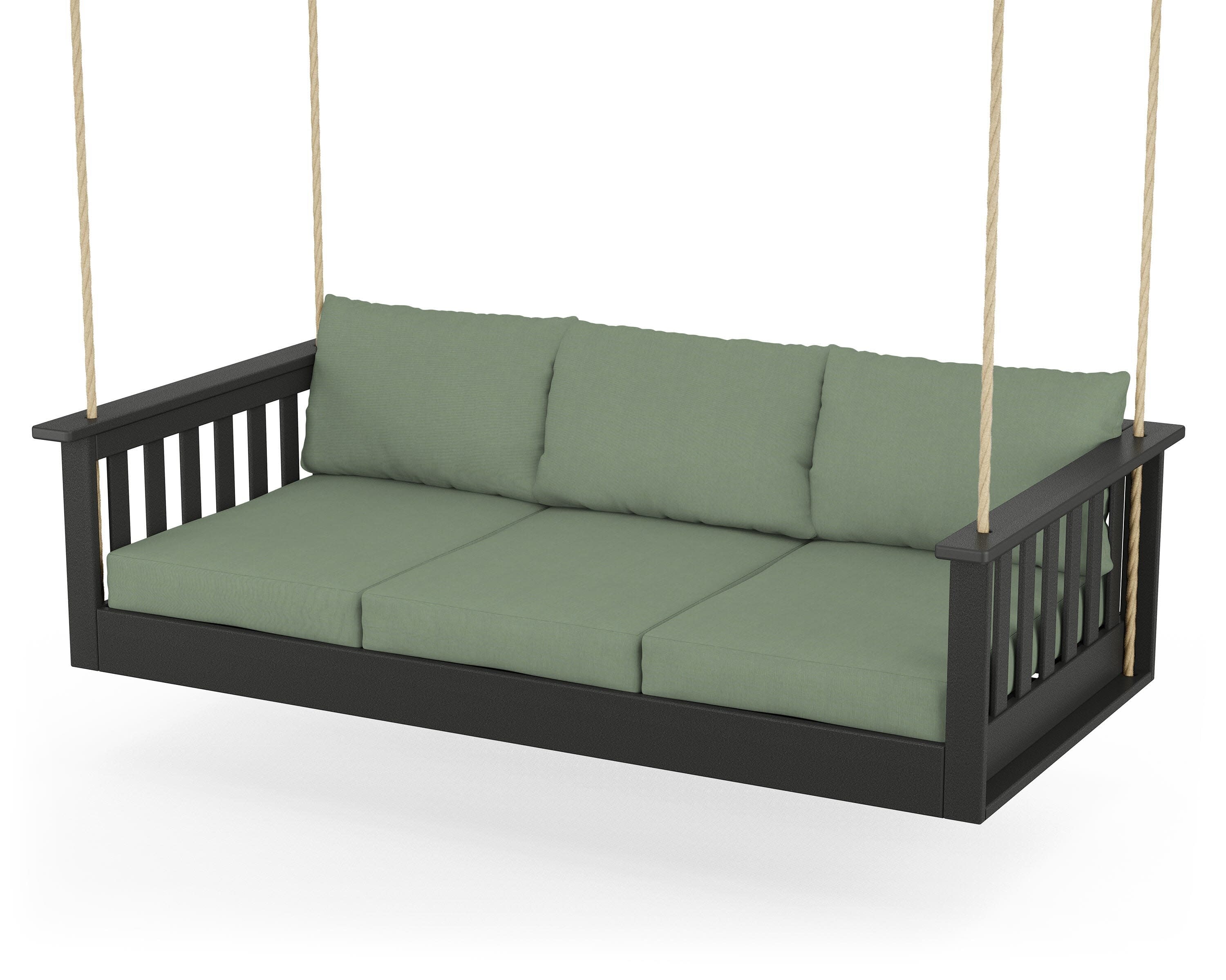 Vineyard Daybed Swing in Black / Exhale Rainwashed
