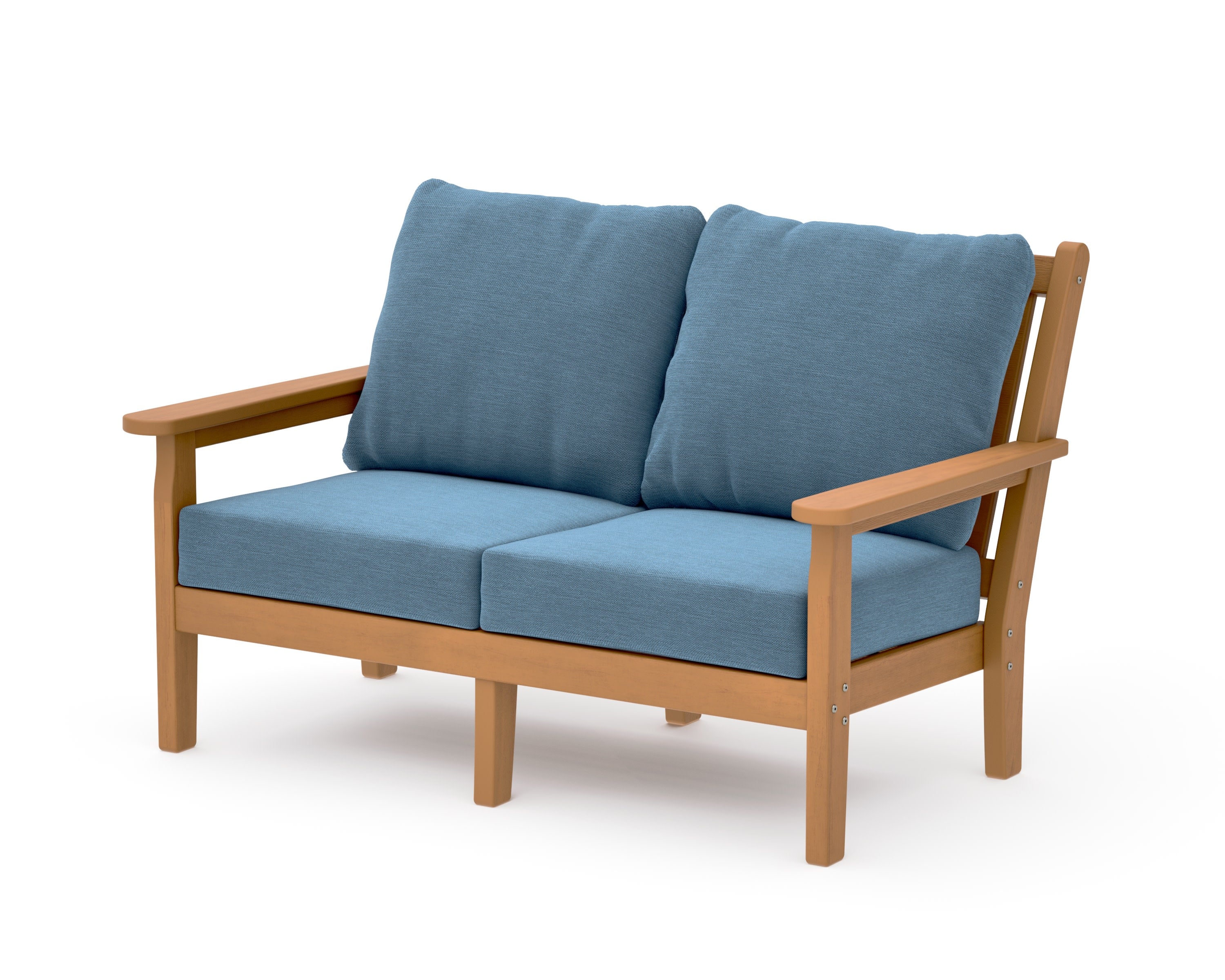 Chippendale Deep Seating Loveseat in Natural / Sky Blue