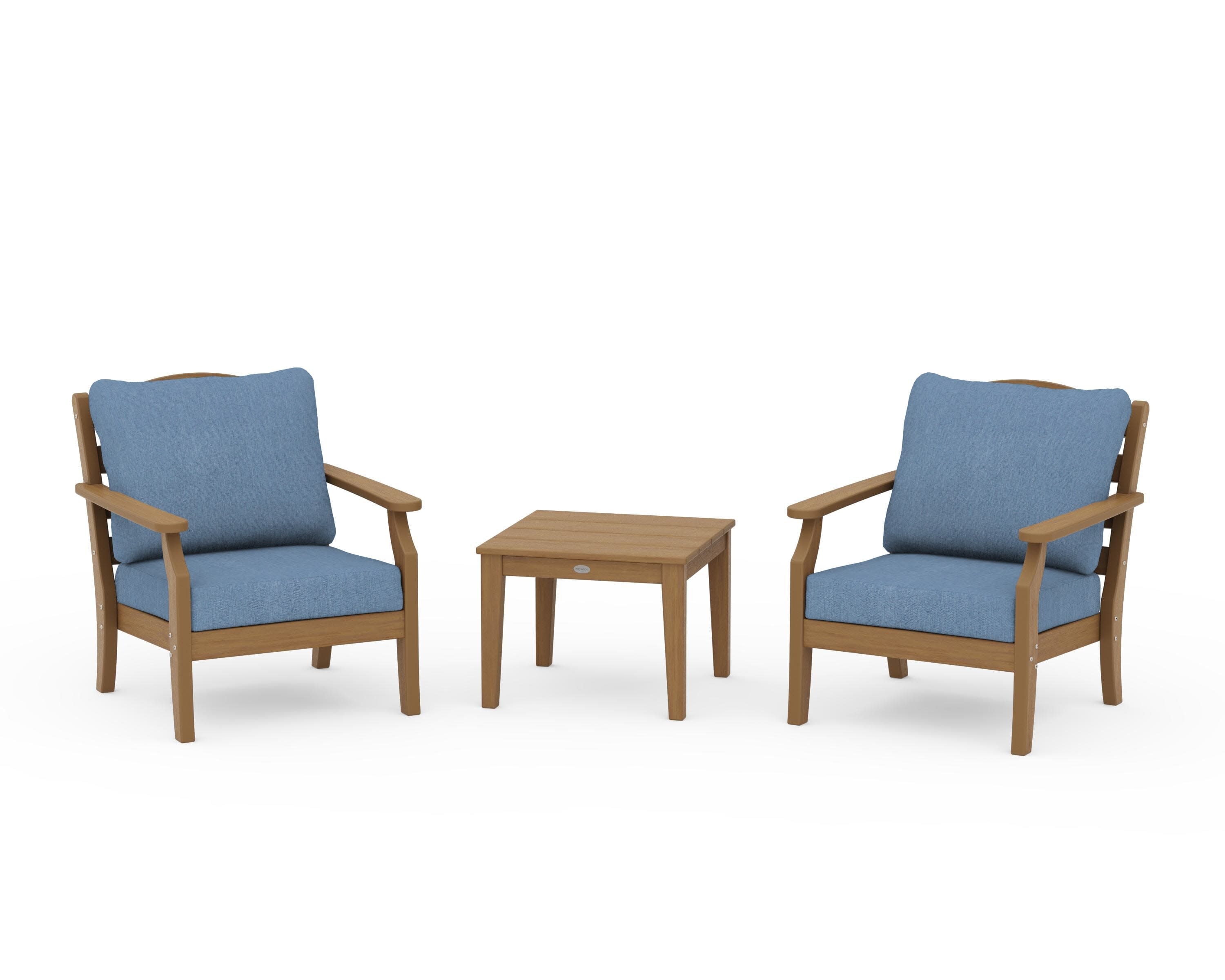 Savannah 3-Piece Deep Seating Set in Natural / Sky Blue
