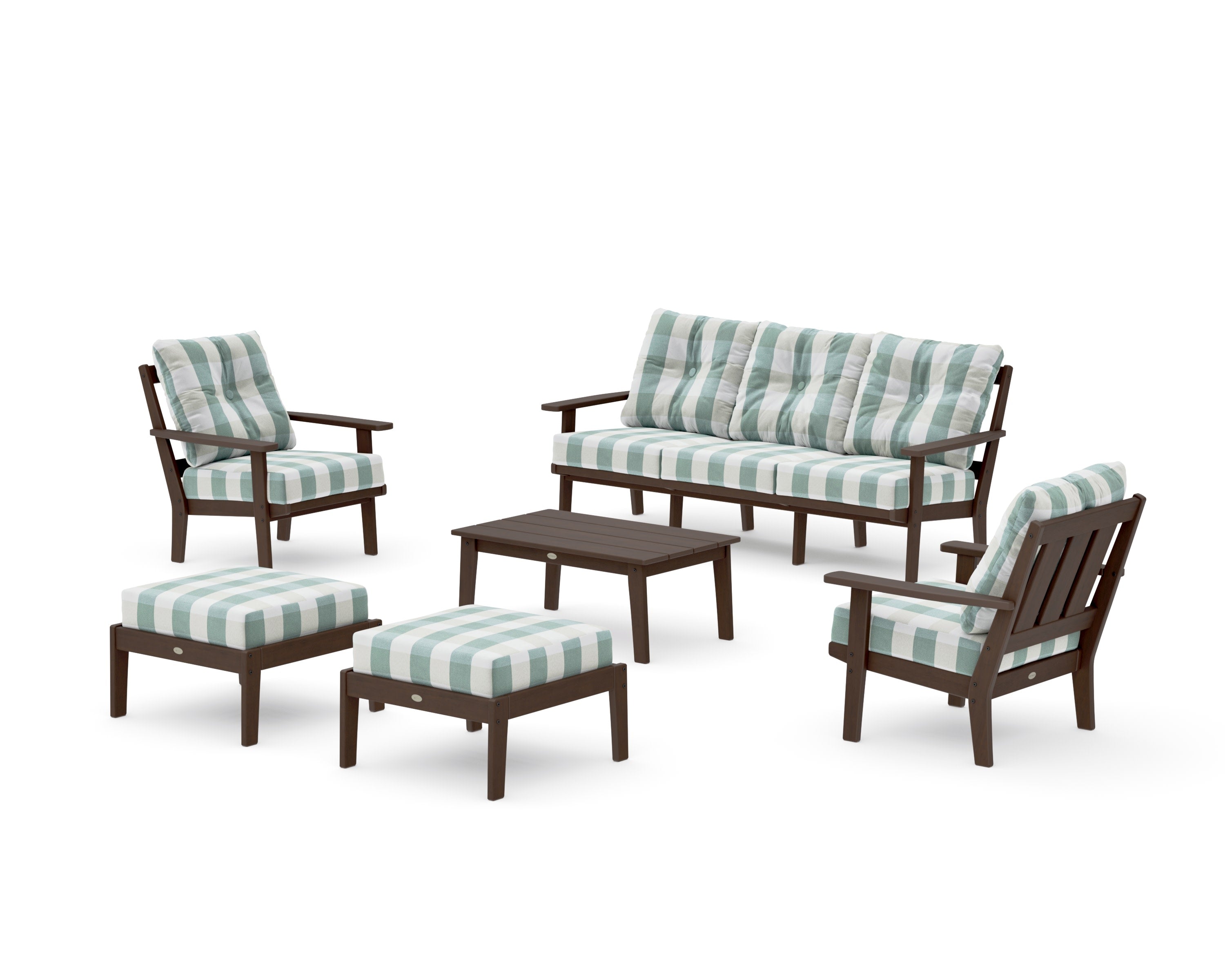 Oxford 6-Piece Lounge Sofa Set in Kona / Buffalo Plaid Glacier Spa