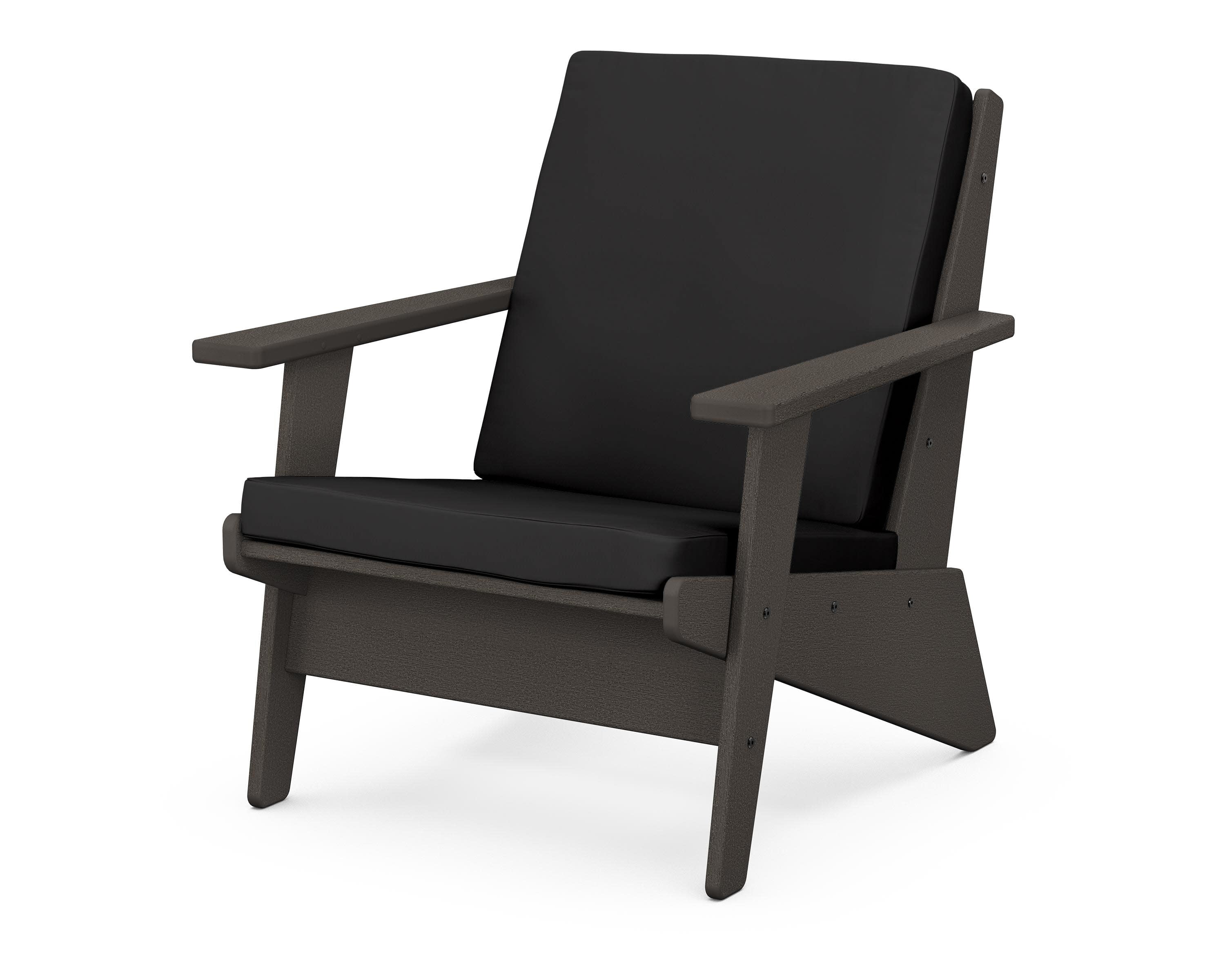 Riviera Modern Lounge Chair in Vintage Coffee / Canvas Black