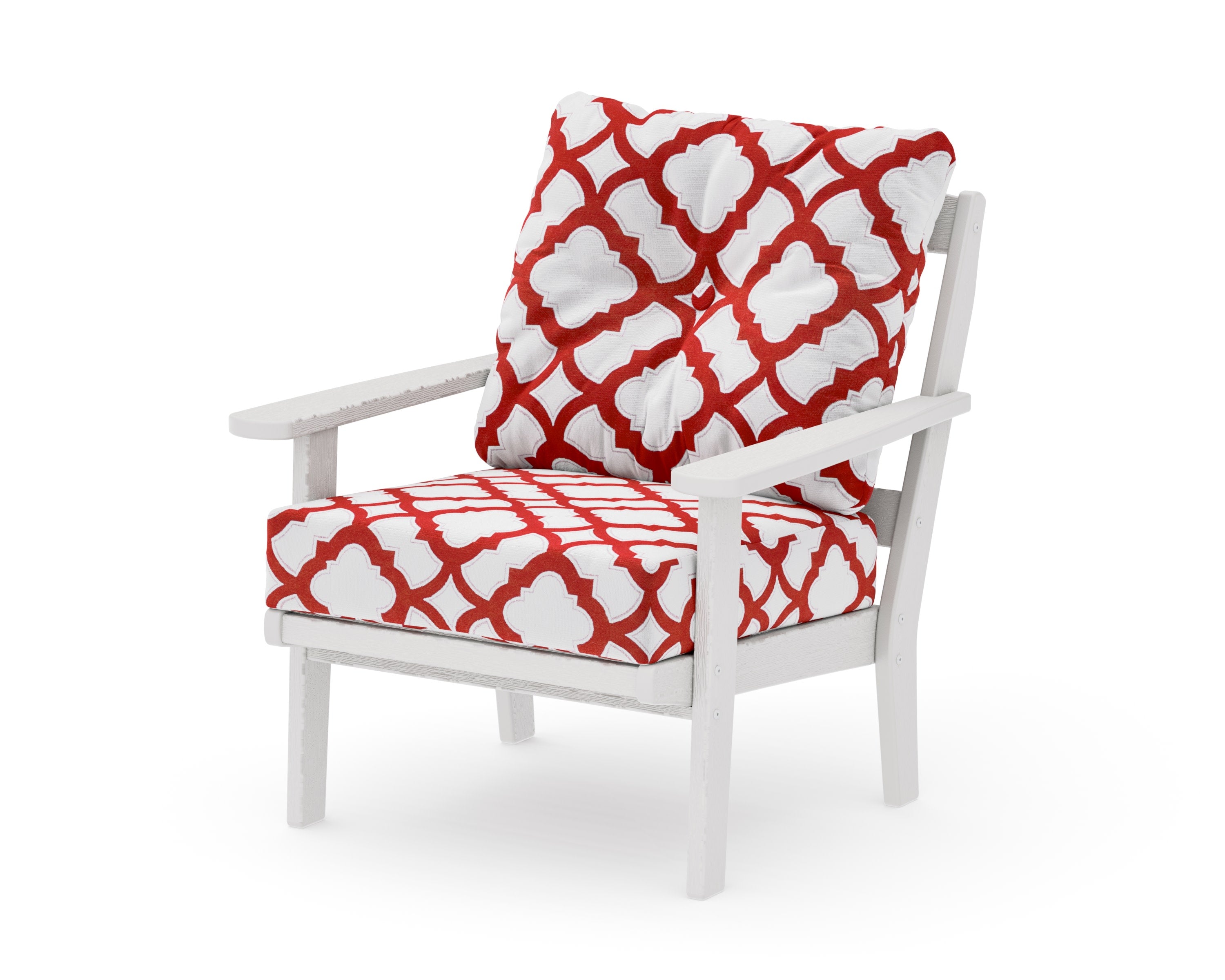 Mission Deep Seating Chair in Vintage White / Trellis Crimson