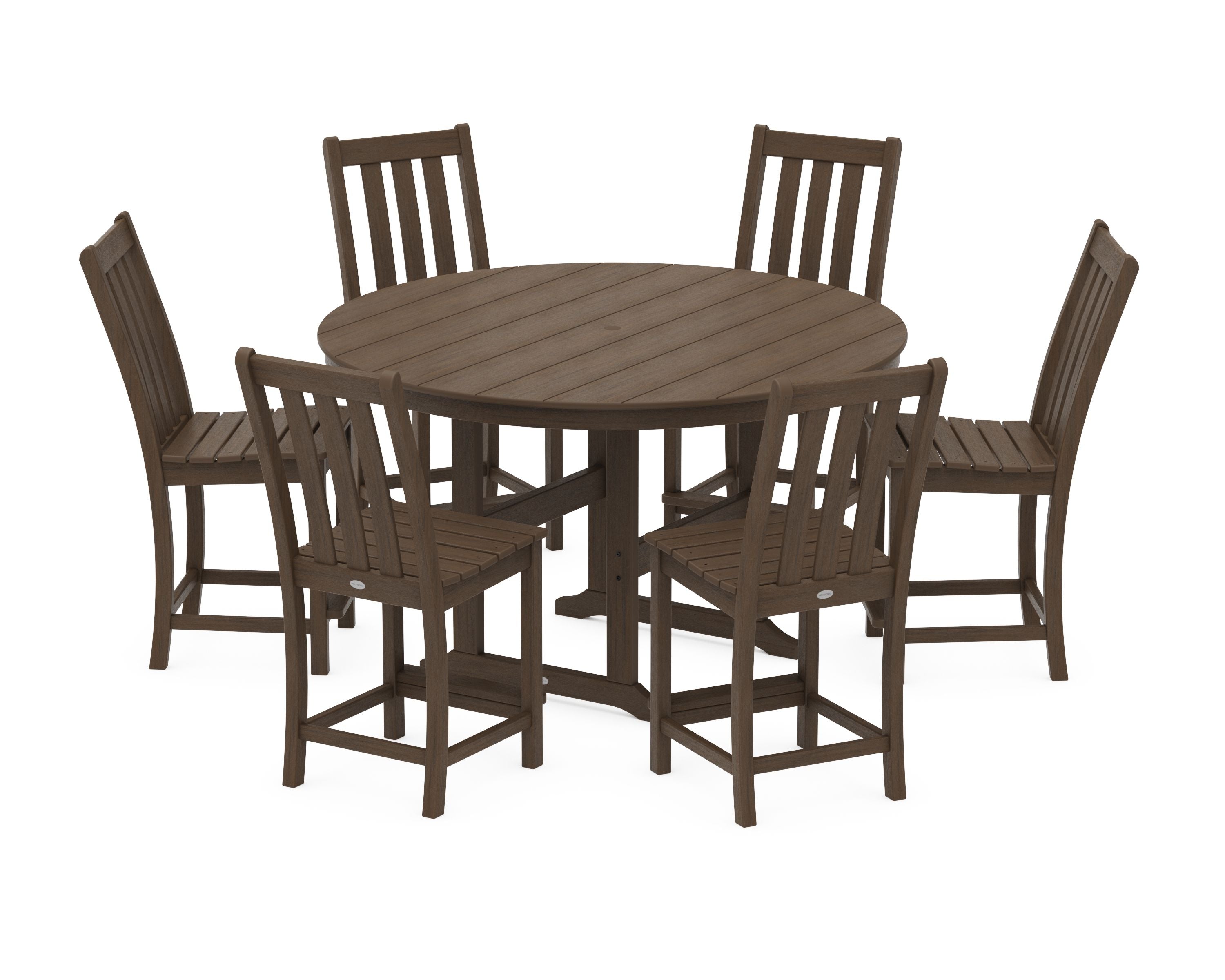 Vineyard 7-Piece Farmhouse Side Chair Round Farmhouse Counter Set in Kona