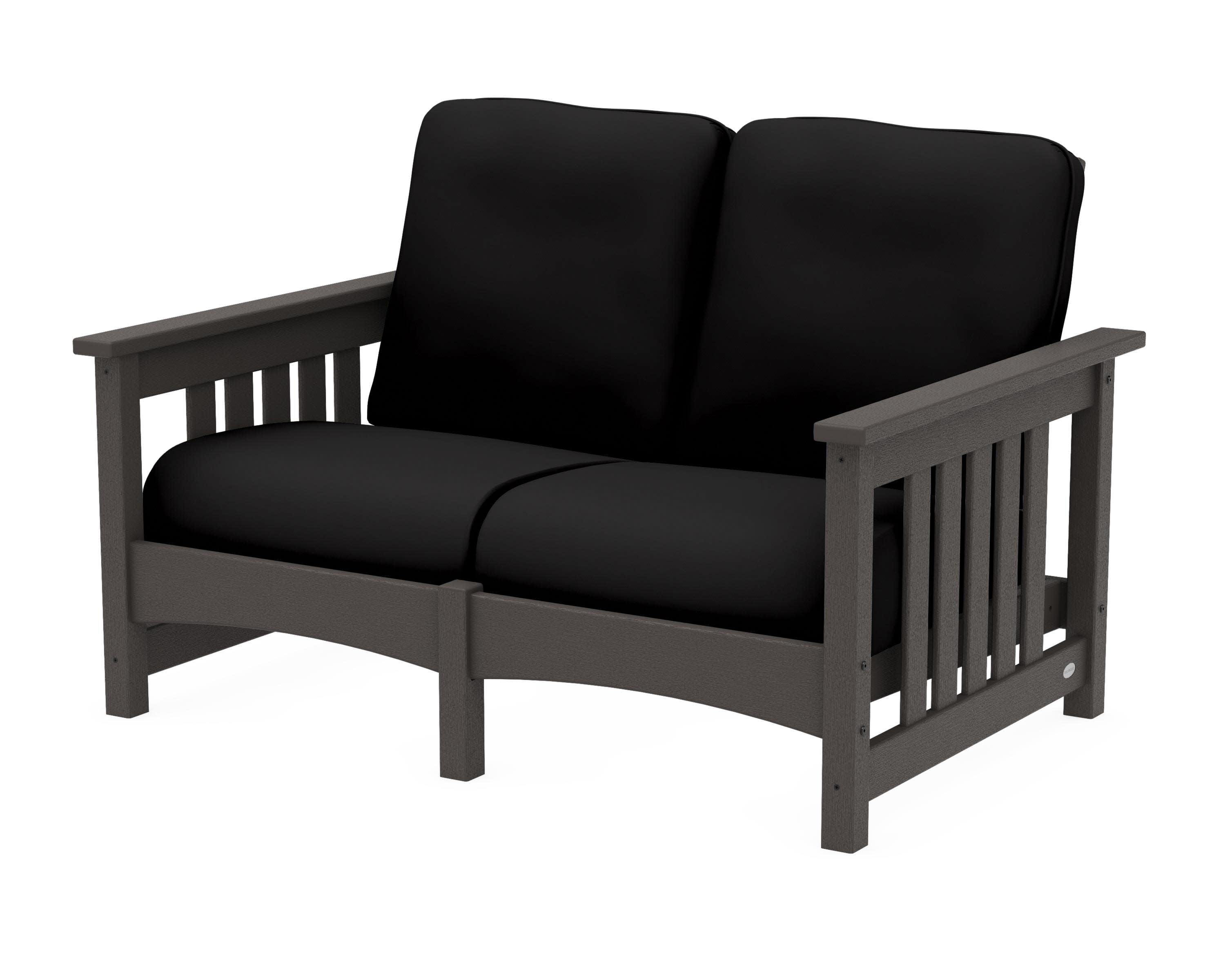 Club Mission Loveseat in Vintage Coffee / Canvas Black