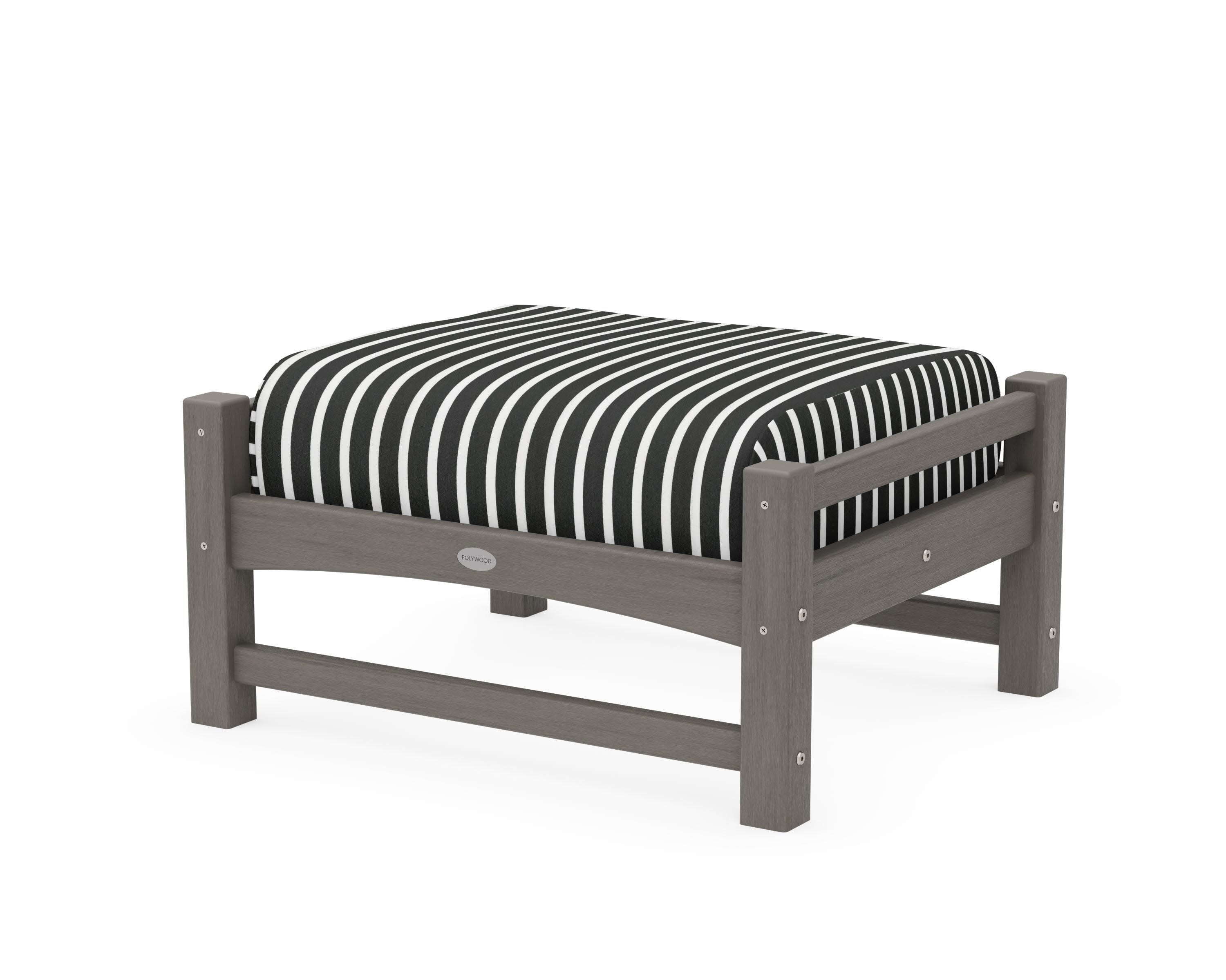 Club Ottoman in Driftwood / Shore Classic