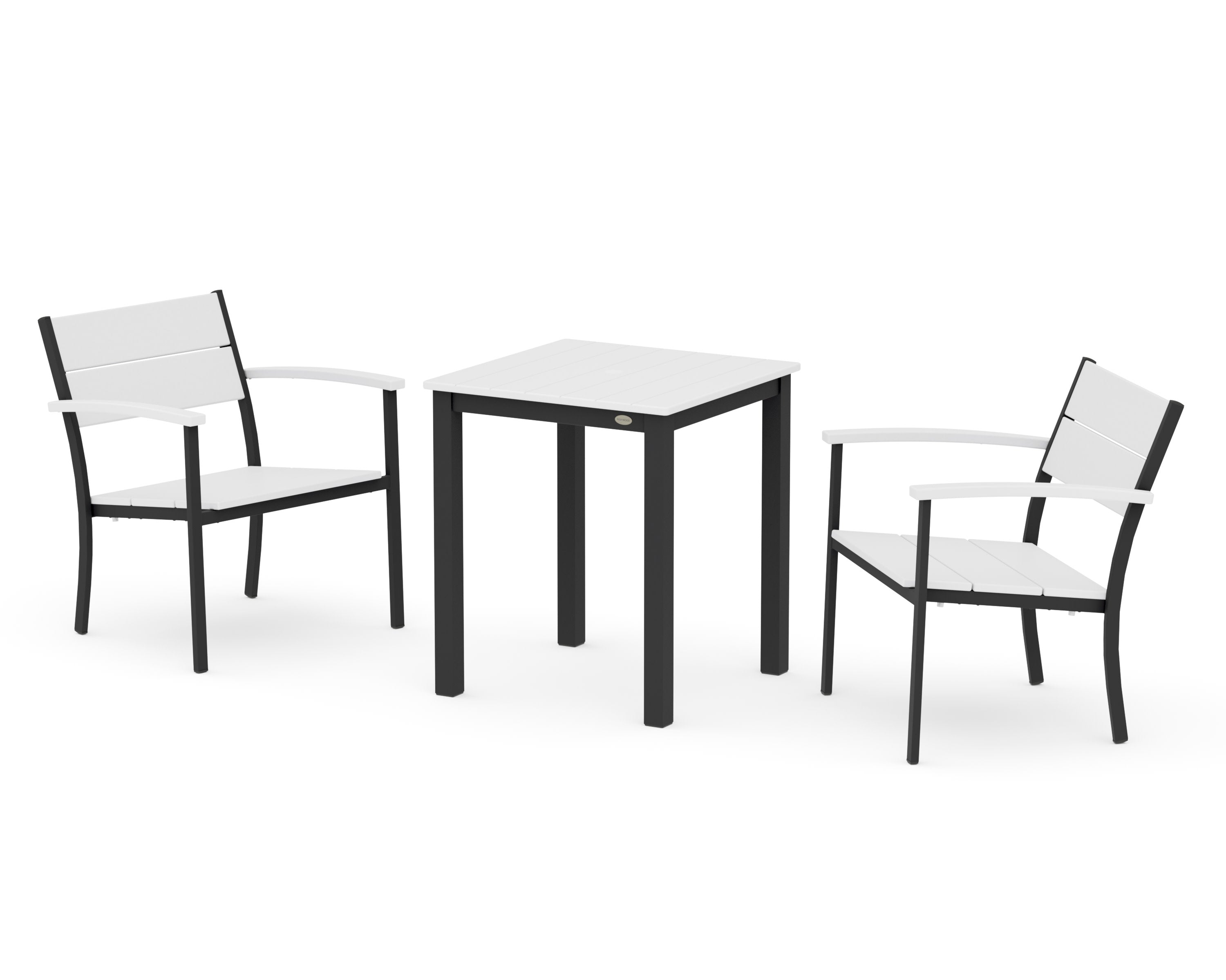 Main Street 3-Piece Square Dining Set in Black / White
