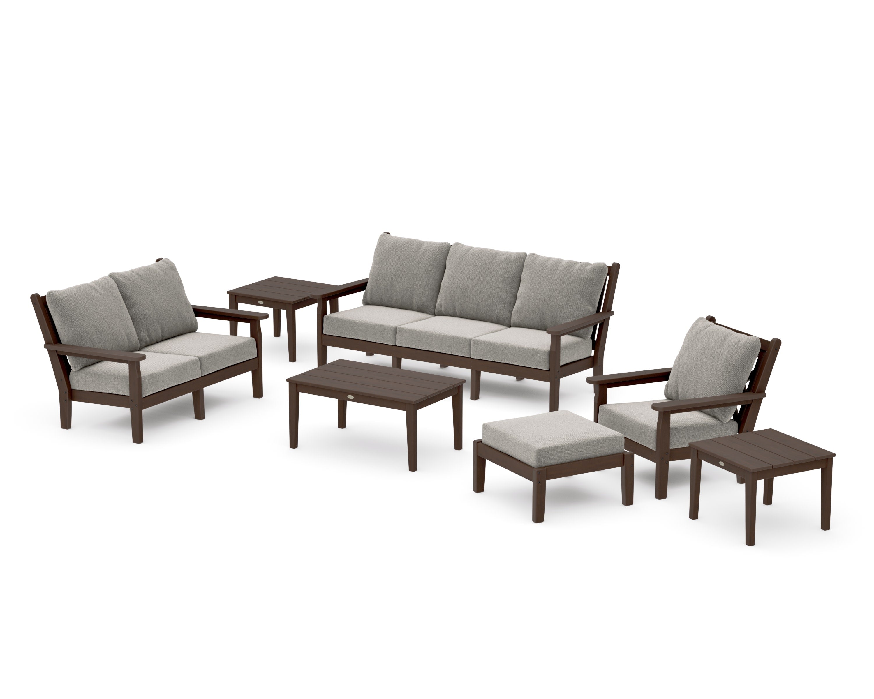Chippendale 7-Piece Deep Seating Set in Kona / Weathered Tweed