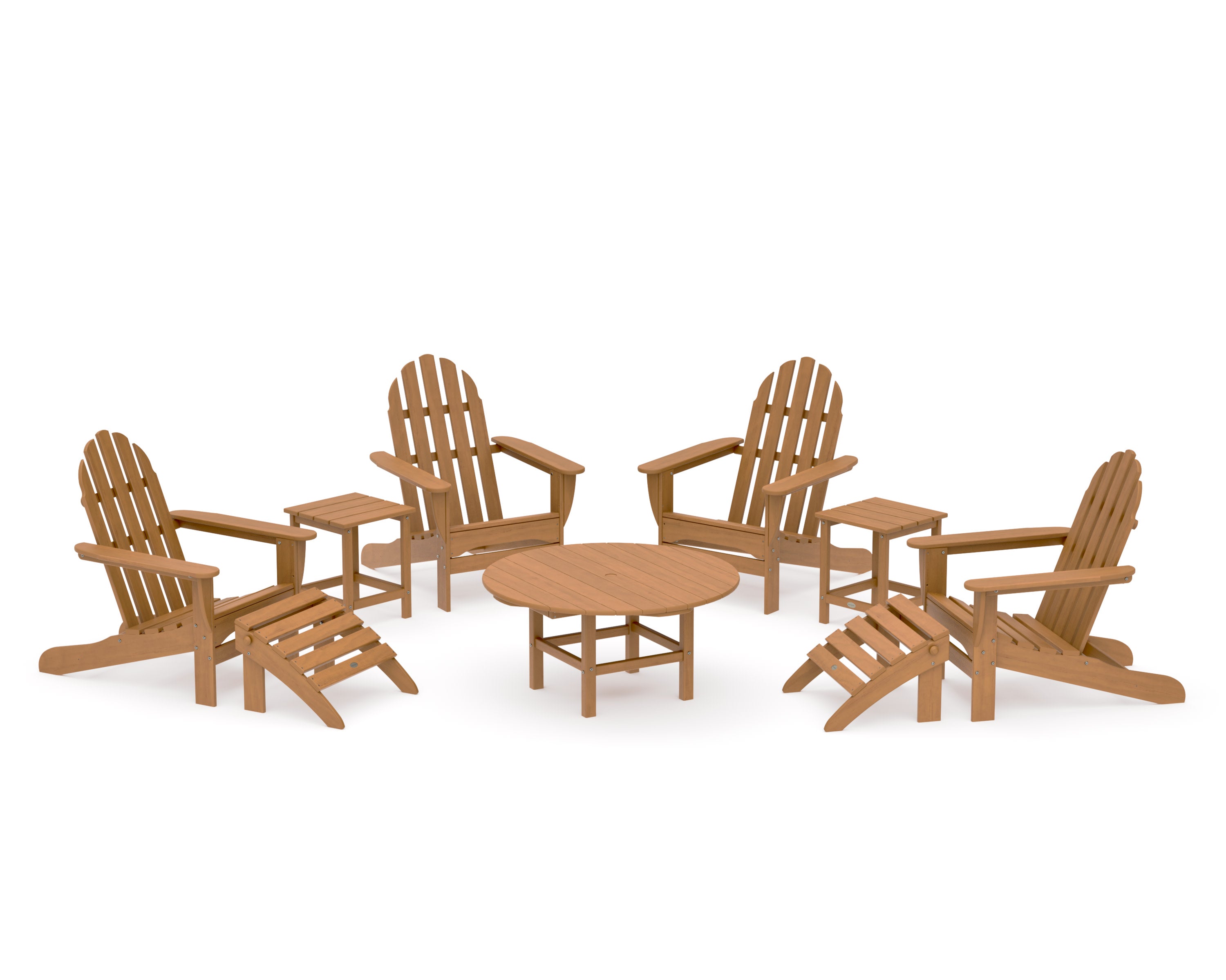 Classic Adirondack Chair 9-Piece Conversation Set in Natural