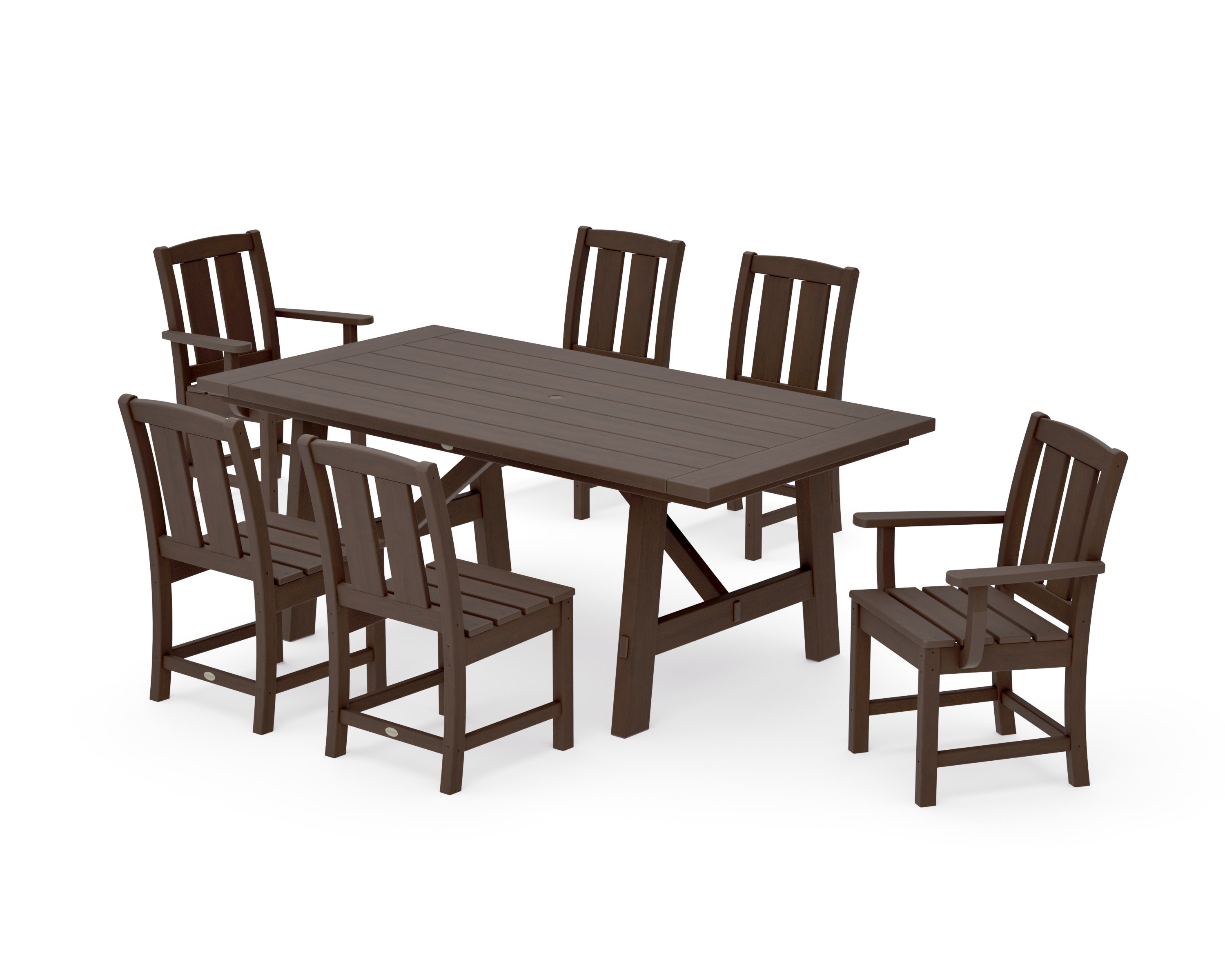 Mission 7-Piece Rustic Farmhouse Dining Set in Kona