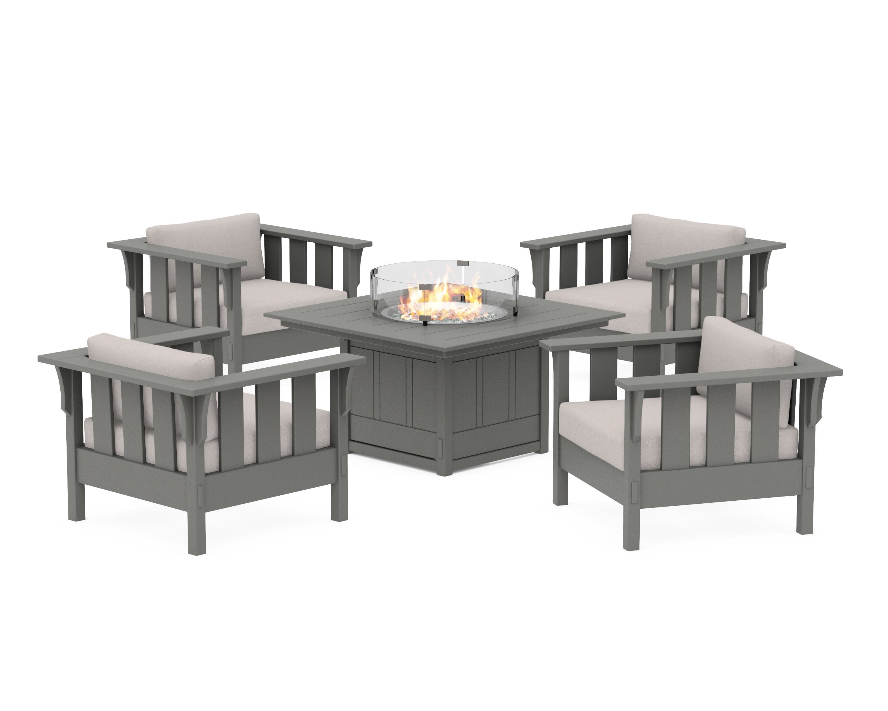 Acadia 5-Piece Deep Seating Set with Fire Pit Table