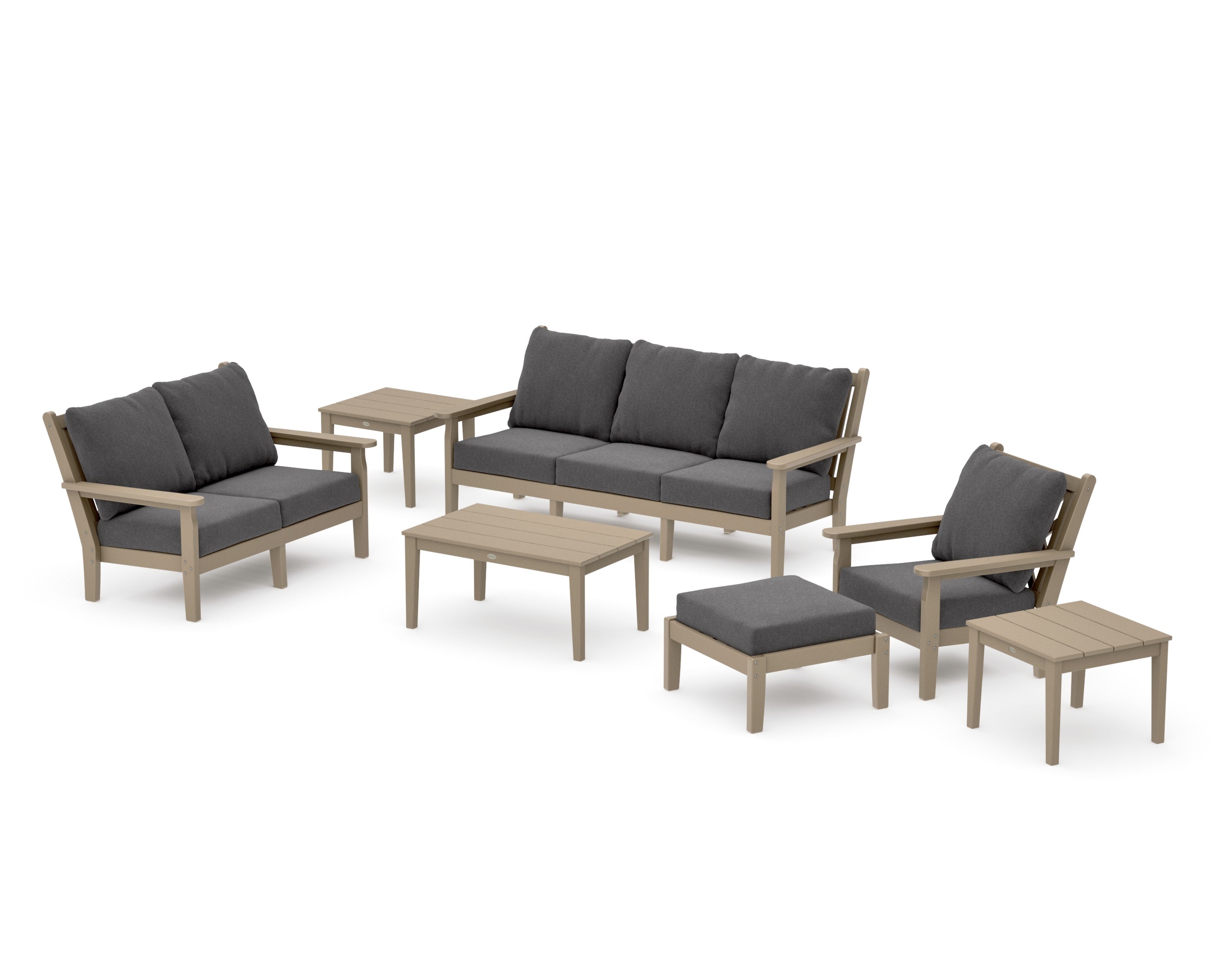Chippendale 7-Piece Deep Seating Set in Vintage Sahara / Ash Charcoal