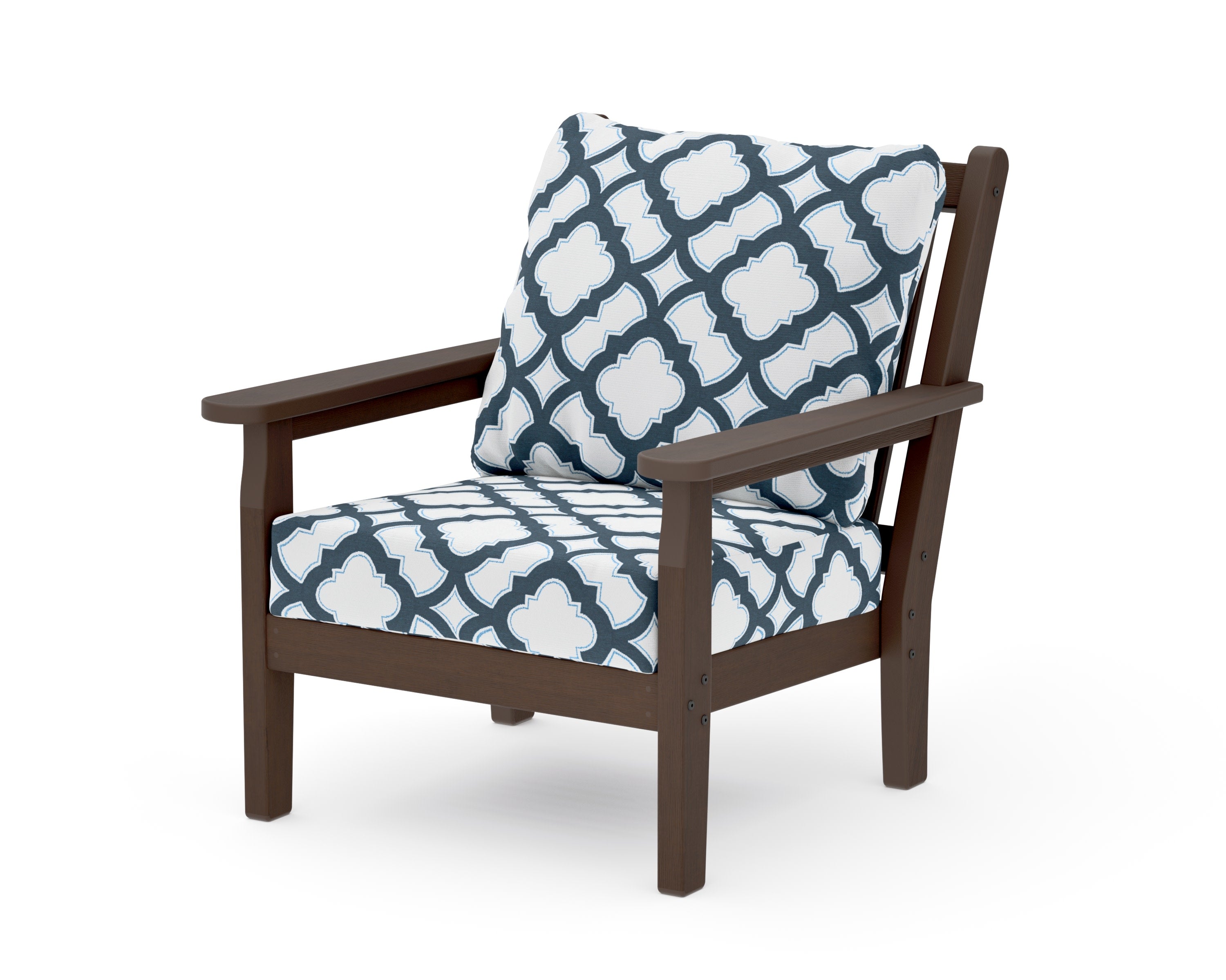 Chippendale Deep Seating Chair in Kona / Trellis Marine Indigo