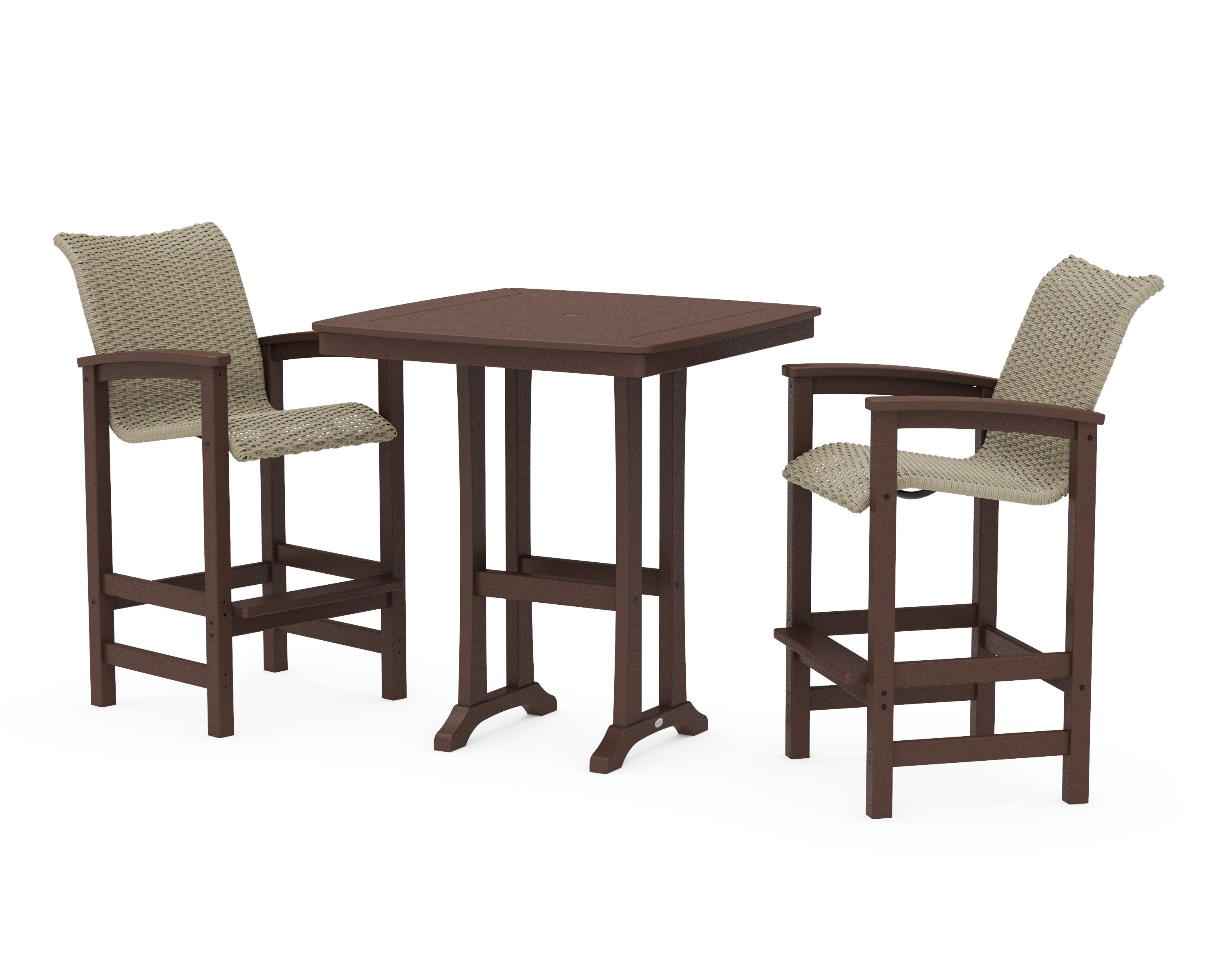Coastal Woven 3-Piece Bar Set in Mahogany / Dune Grass
