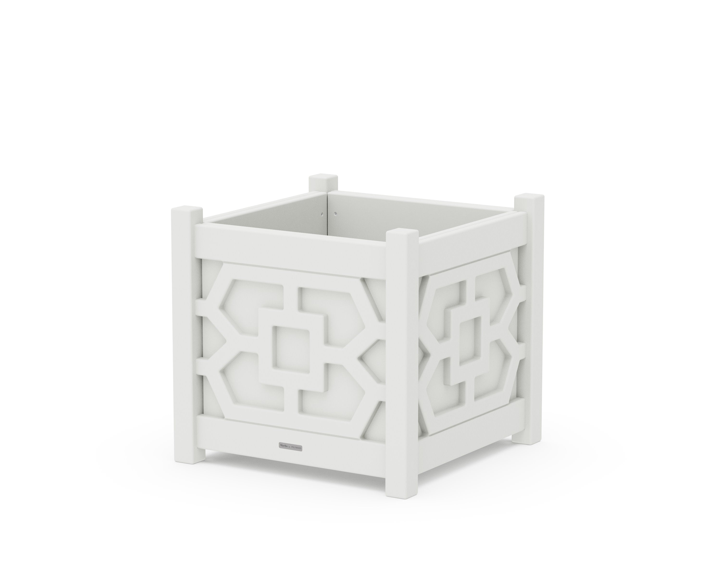 Chinoiserie Large Square Planter Box in White